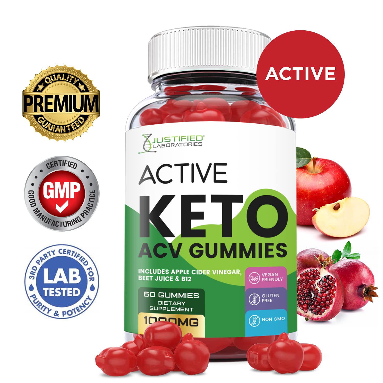 Justified Laboratories Active Keto ACV Gummies 1000MG with Pomegranate Juice Beet Justified Laboratories Au supplements
