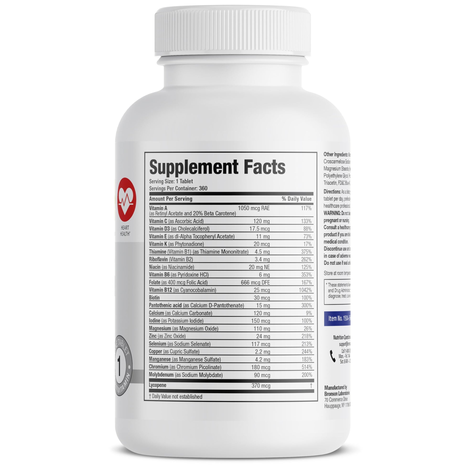 Bronson ONE Daily Mens 50+ Complete Multivitamin Multimineral, 360 Tablets Bronson Au supplements