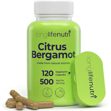 LongLifeNutri Citrus Bergamot Extract 500mg - 120 Vegetarian Capsules, 40% Polyphenolic Flavanones, 4-Month Supply, Plant-Based Anti-Oxidant, Tested, Made in USA LongLifeNutri Au supplements