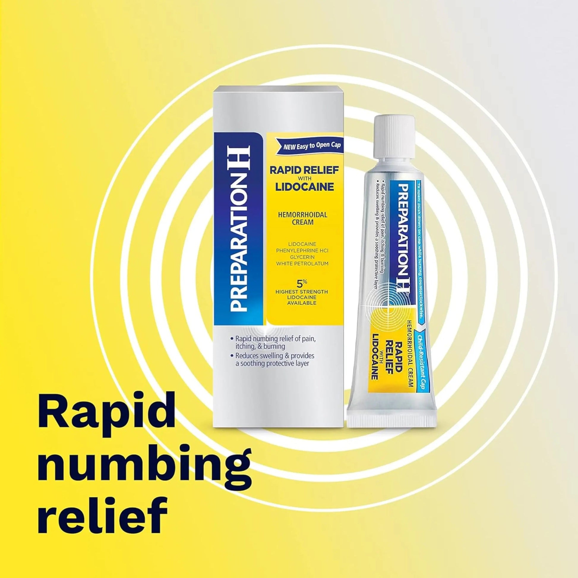 Preparation H Rapid Relief Hemorrhoid Cream with Lidocaine, Numbing Relief for Swelling, Pain, Burning and Itching - 1 Oz Tube Preparation H Au supplements
