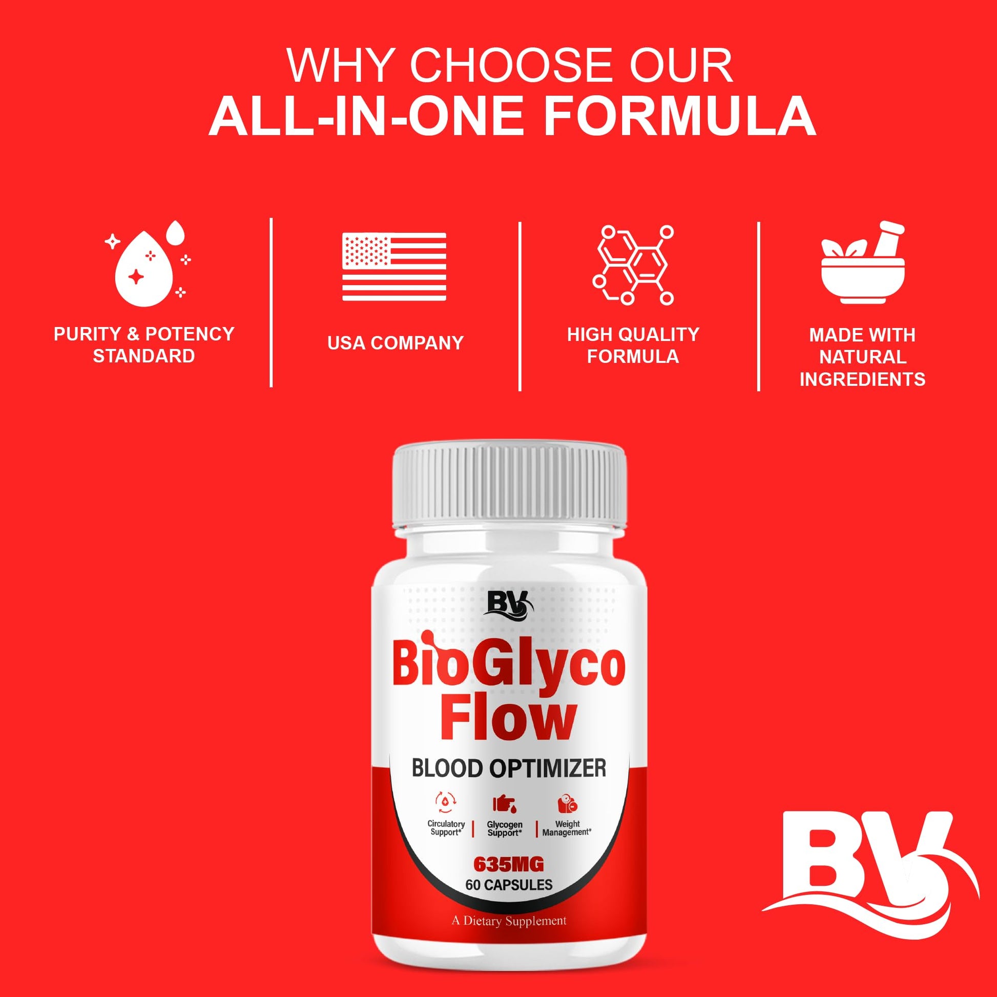 BioGlyco Flow Advanced Daily Multivitamin Health Support and All Natural Wellness Supplement Formula, BioGlyco Flow Premium Health and Wellness Support Formula Supplement (1 Pack - 60 Capsules) BLUE VIBE Au supplements