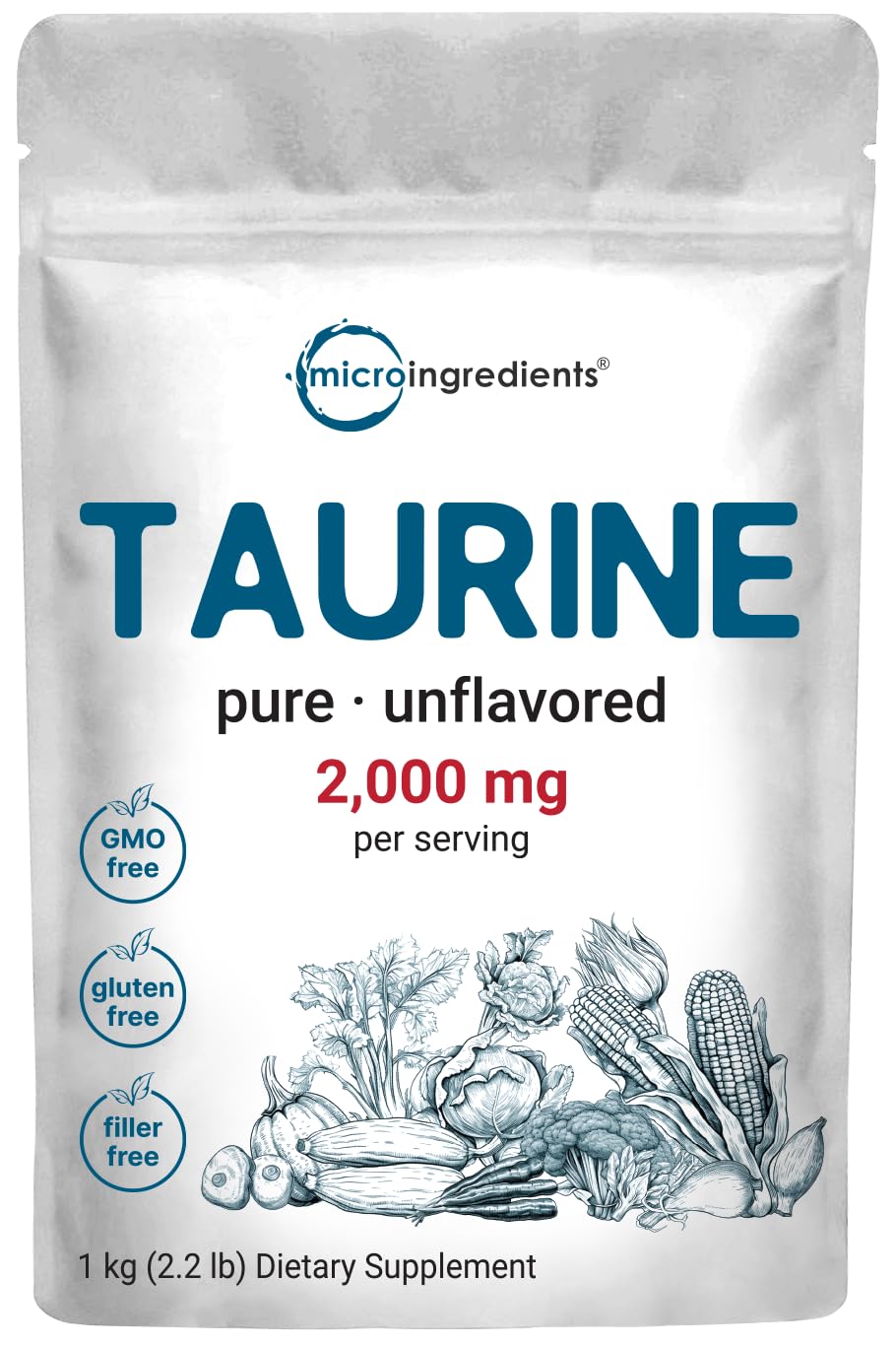 Micro Ingredients Taurine Powder Supplement | 1 KG, 2000mg Per Serving | Unflavored | 100% Pure, Easily Absorbed Free Form | Essential Amino Acids for Exercise, Energy, & Heart Support Micro Ingredients Au supplements