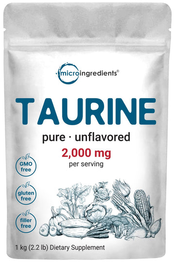Micro Ingredients Taurine Powder Supplement | 1 KG, 2000mg Per Serving | Unflavored | 100% Pure, Easily Absorbed Free Form | Essential Amino Acids for Exercise, Energy, & Heart Support Micro Ingredients Au supplements
