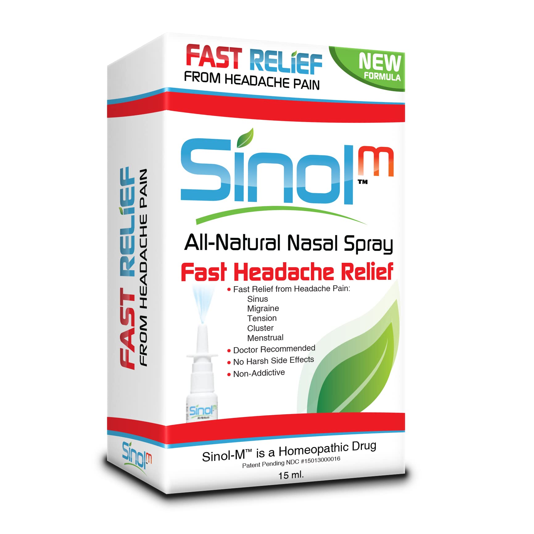 Sinol Headache Relief Spray, Over-The-Counter Medication Nose Spray for Migraine Cluster Tension, Sinus Relief & Nasal Decongestants, 15 ml Sinol Au supplements
