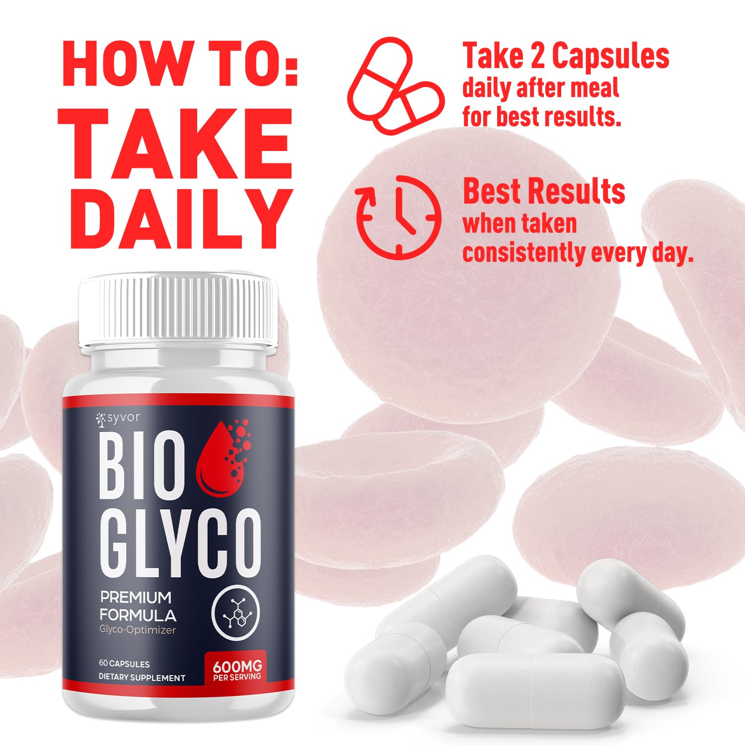 (2 Pack) Bio Glyco Capsules, Official BioGlyco Blood Health Support Pills with All Natural Ingredients, Advanced Blood Optimizer with Maximum Strength Premium Vitamins for Women & Men (120 Capsules) Syvor Au supplements
