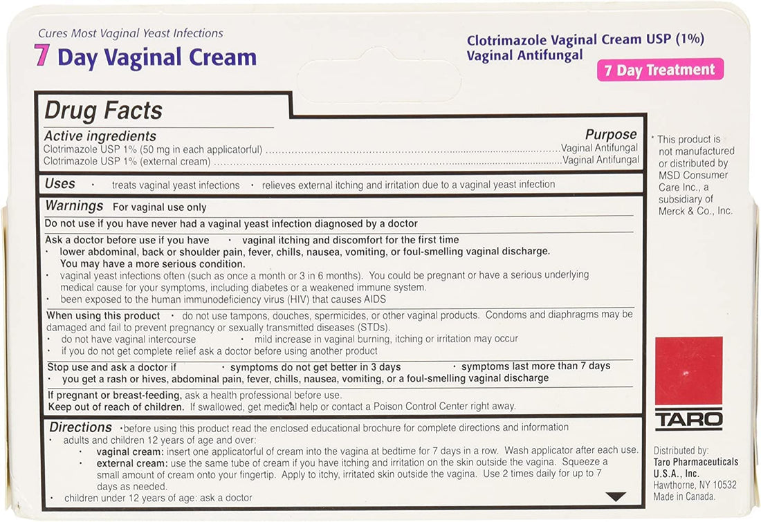 Taro Clotrimazole 7 Vaginal Cream 45 g (Pack of 6)