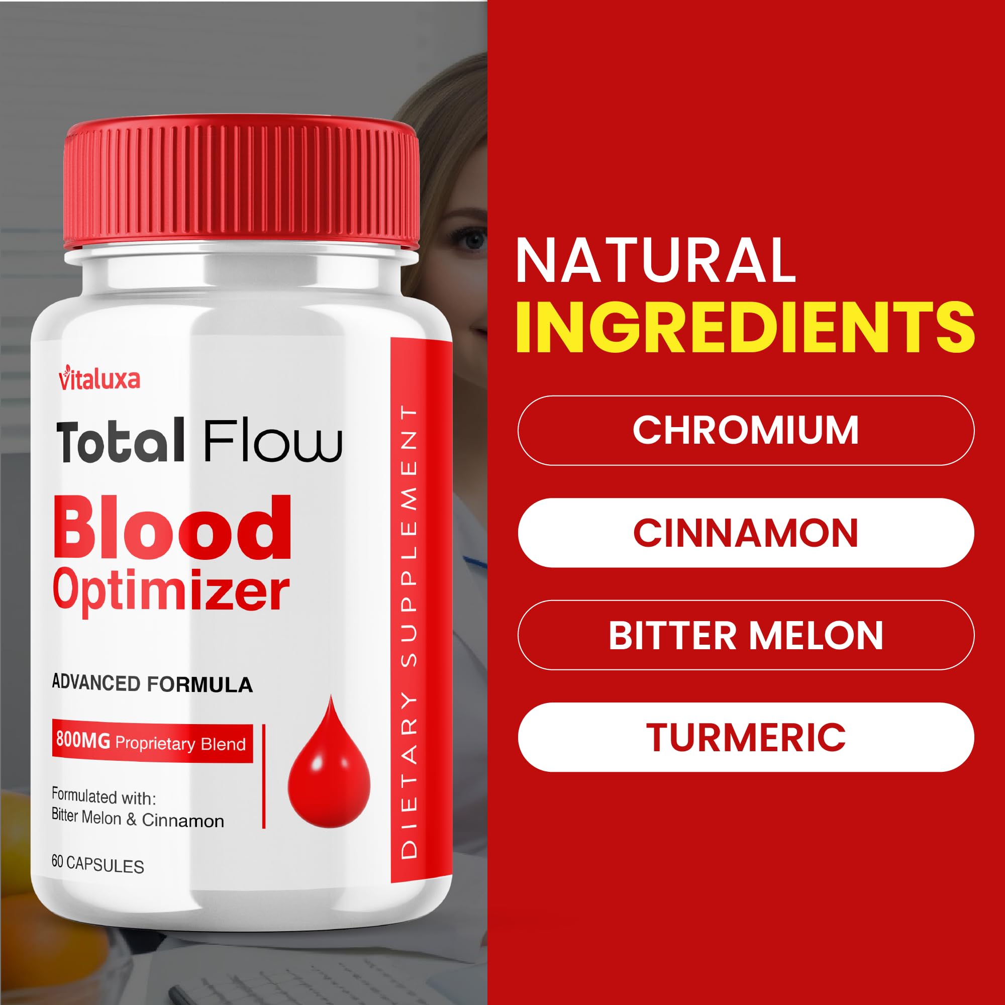 Total Flow Blood Balance, TotalFlow Blood Support Capsules Supplement Advanced Formula All Natural Optimizer Maximum Strength Daily Health Wellness, TotalFlo Premium Blend Pills (60 Capsules) Vitaluxa Au supplements