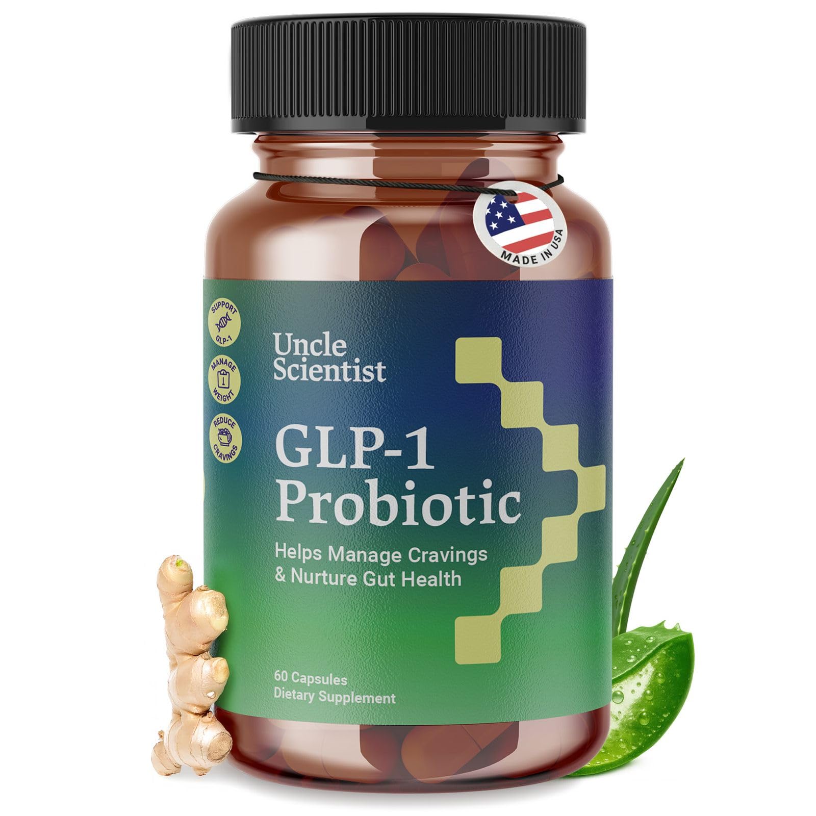 Uncle Scientist GLP-1 Probiotic Dietary Supplement, Supports Healthy Appetite and Metabolic Function - Chromium, Green Tea, Cinnamon, Probiotics & Herbal Blend, 60 Capsules (30-Day Supply) Uncle Scientist Au supplements