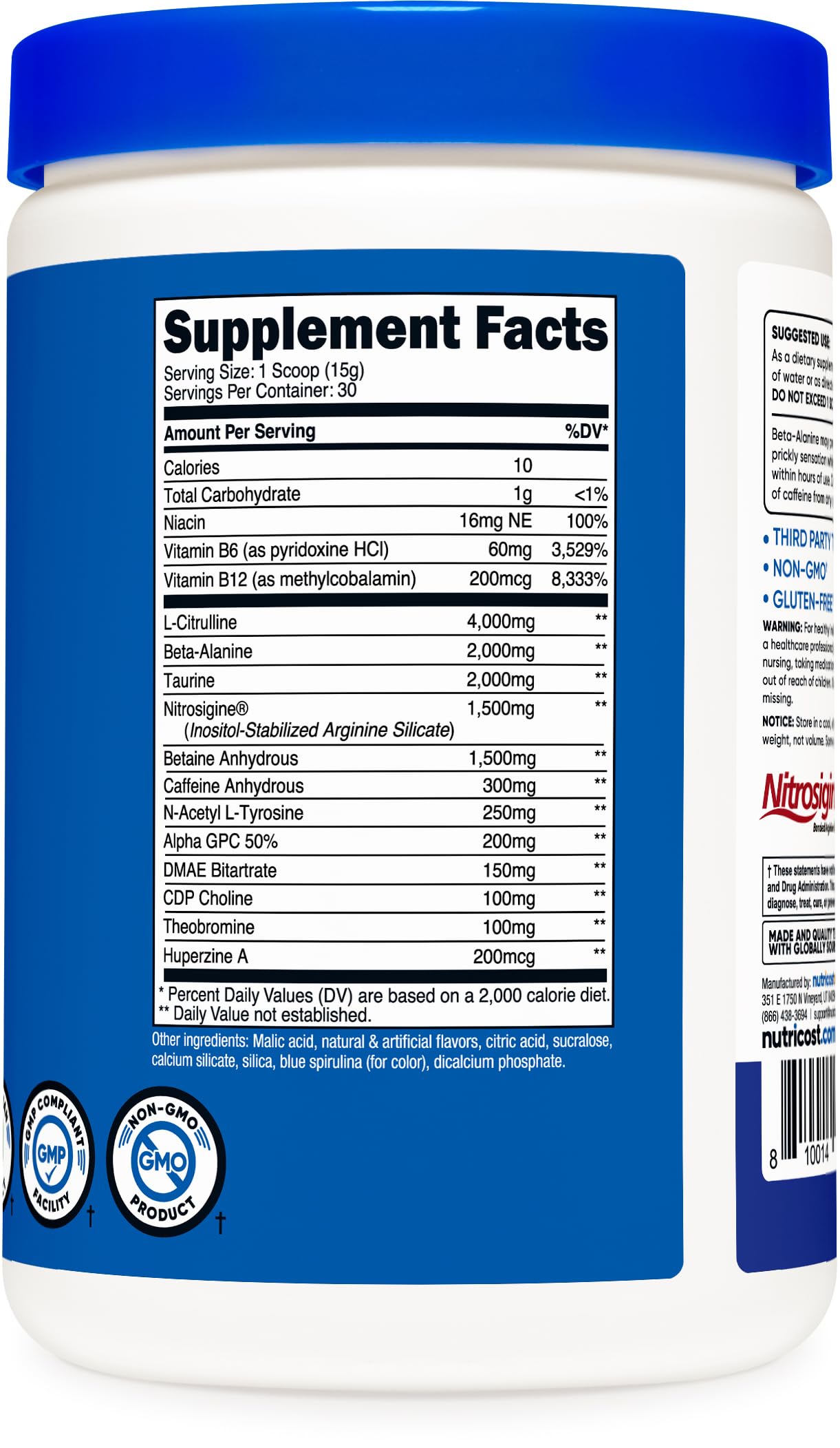 Nutricost Pre-X Xtreme Pre-Workout Powder Complex, Blue Raspberry, 30 Servings Nutricost Au supplements