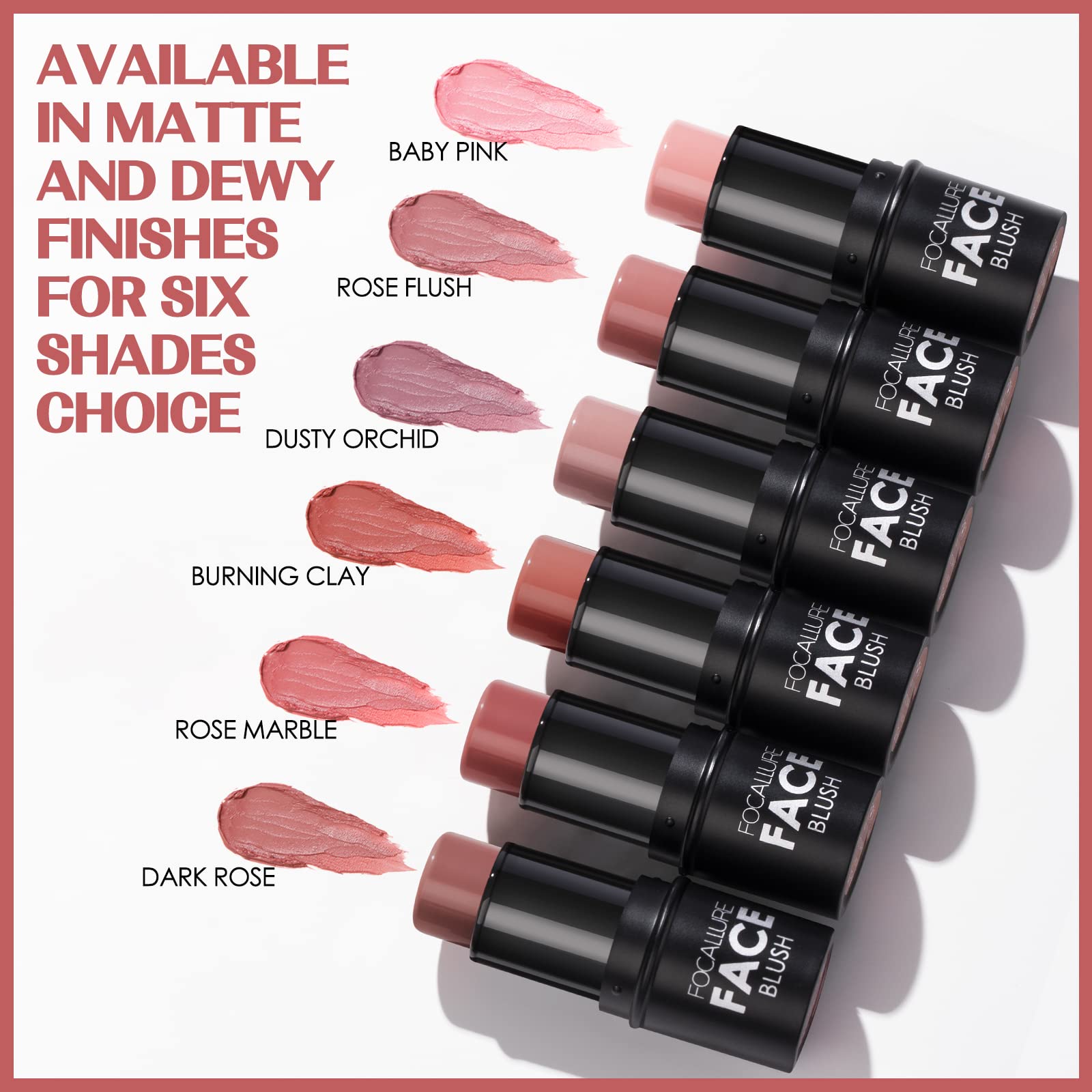 FOCALLURE Cream Blush Makeup,Buildable Blush Stick for Cheeks,Matte and Dewy Finish,Long Wearing,Easy Application,Lightweight Multi Stick,ROSE FLUSH FOCALLURE Au supplements