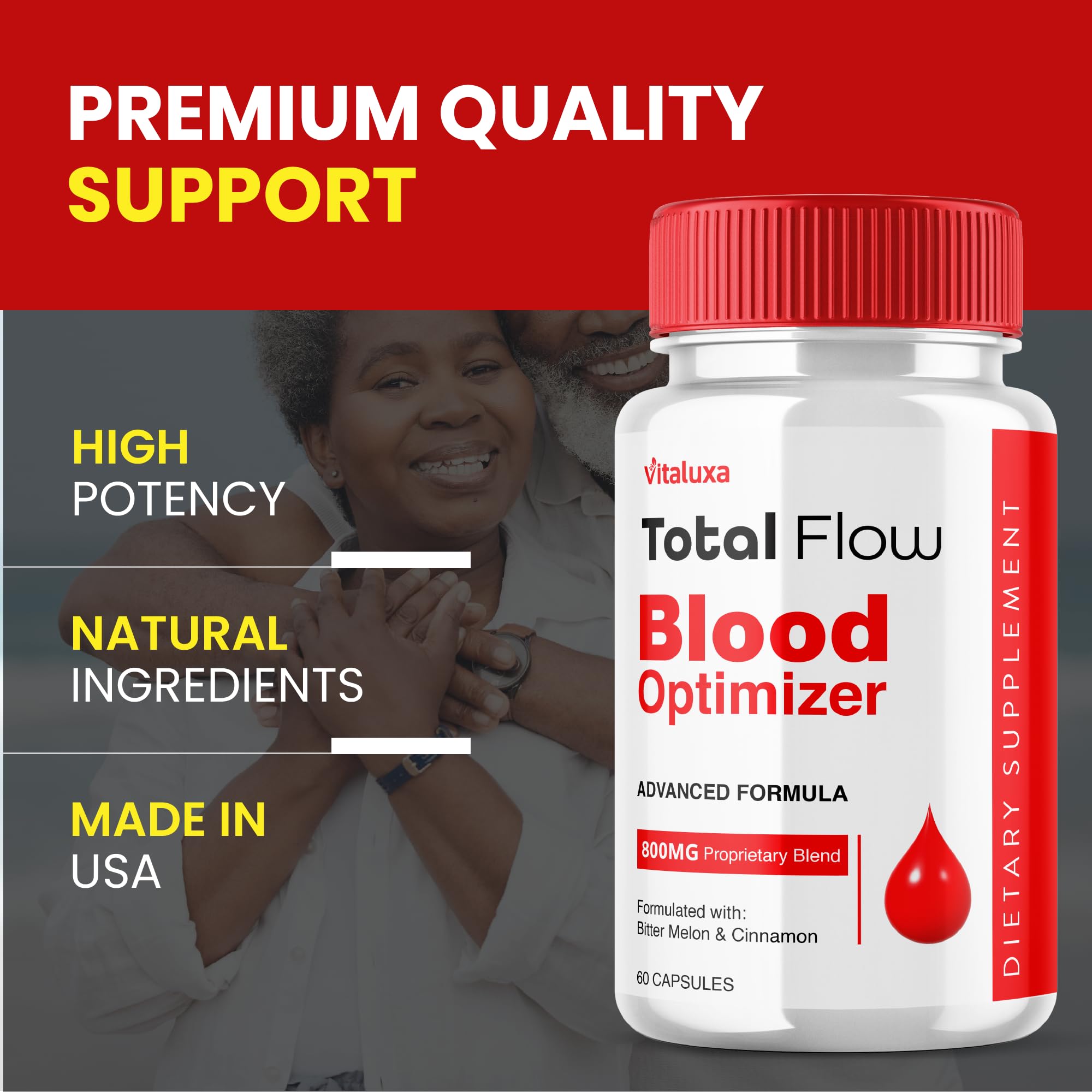 Total Flow Blood Balance, TotalFlow Blood Support Capsules Supplement Advanced Formula All Natural Optimizer Maximum Strength Daily Health Wellness, TotalFlo Premium Blend Pills (60 Capsules) Vitaluxa Au supplements
