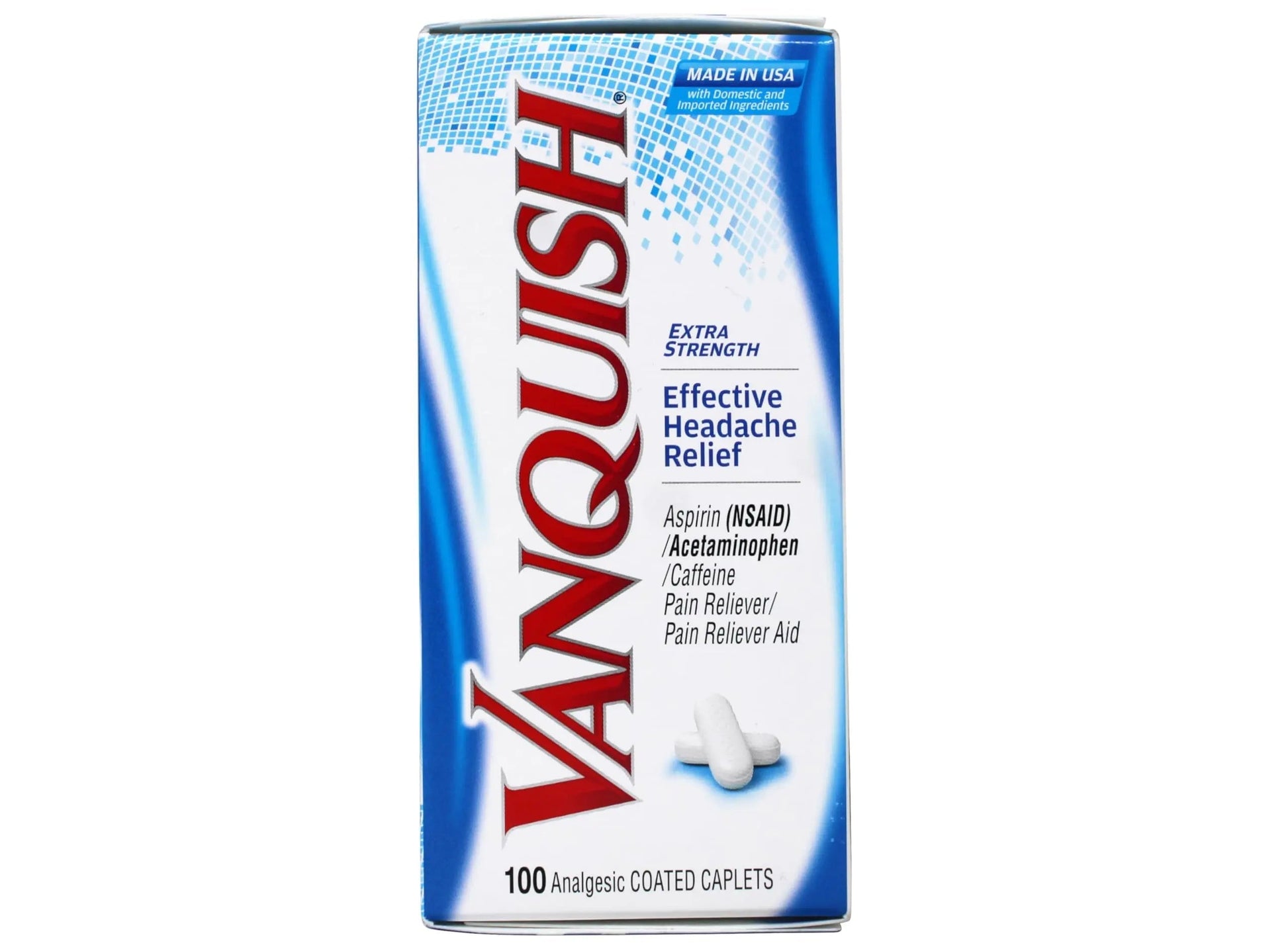 Vanquish Effective Headache Relief – Aspirin (NSAID), Acetaminophen, Caffeine, 100 Analgesic Coated Caplets - 3 Pack Vanquish Au supplements