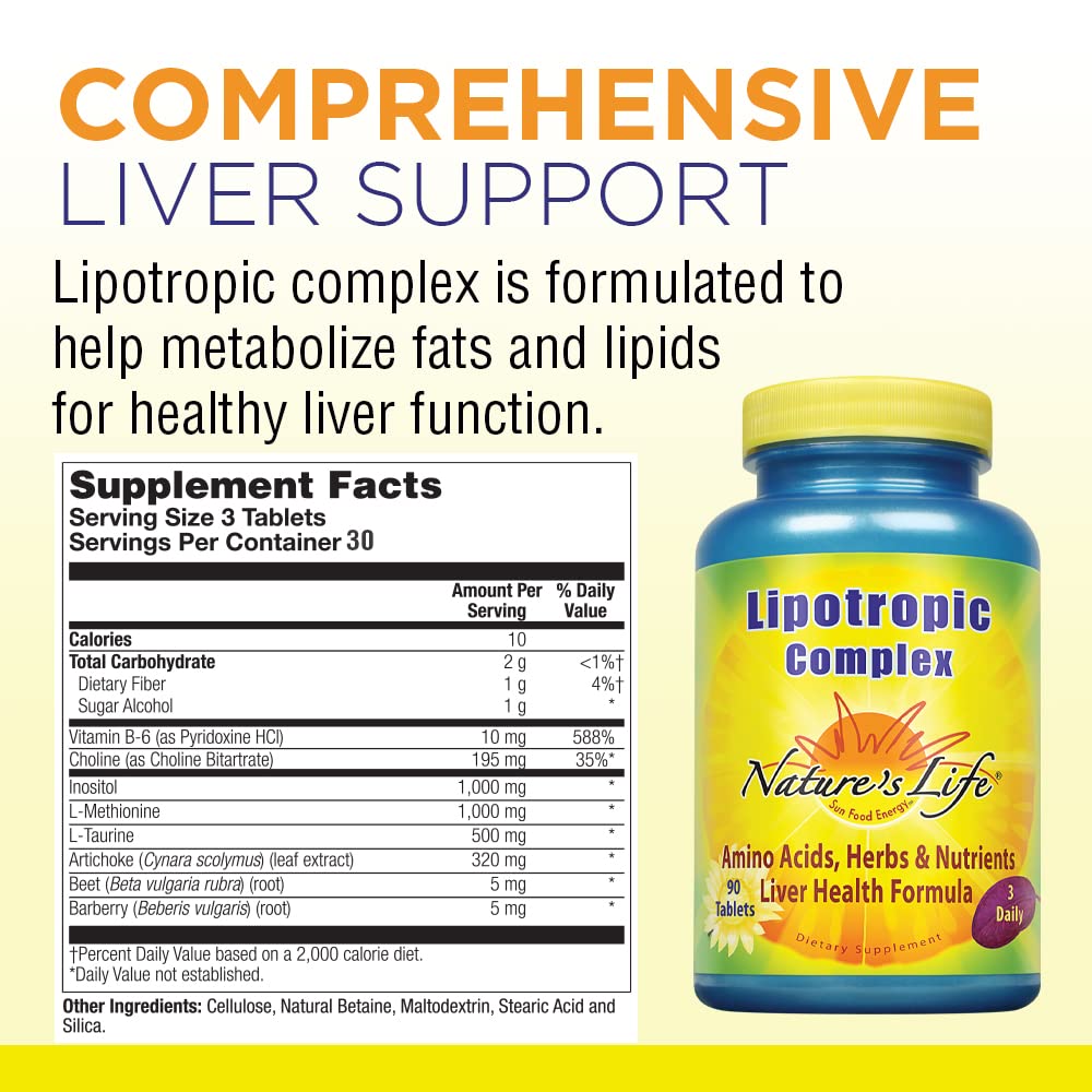 Nature's Life Lipotropic Complex | Comprehensive Support for Healthy Liver Function | with Choline & Inositol | Non-GMO | 90 Vegetarian Tablets Nature's Life Au supplements