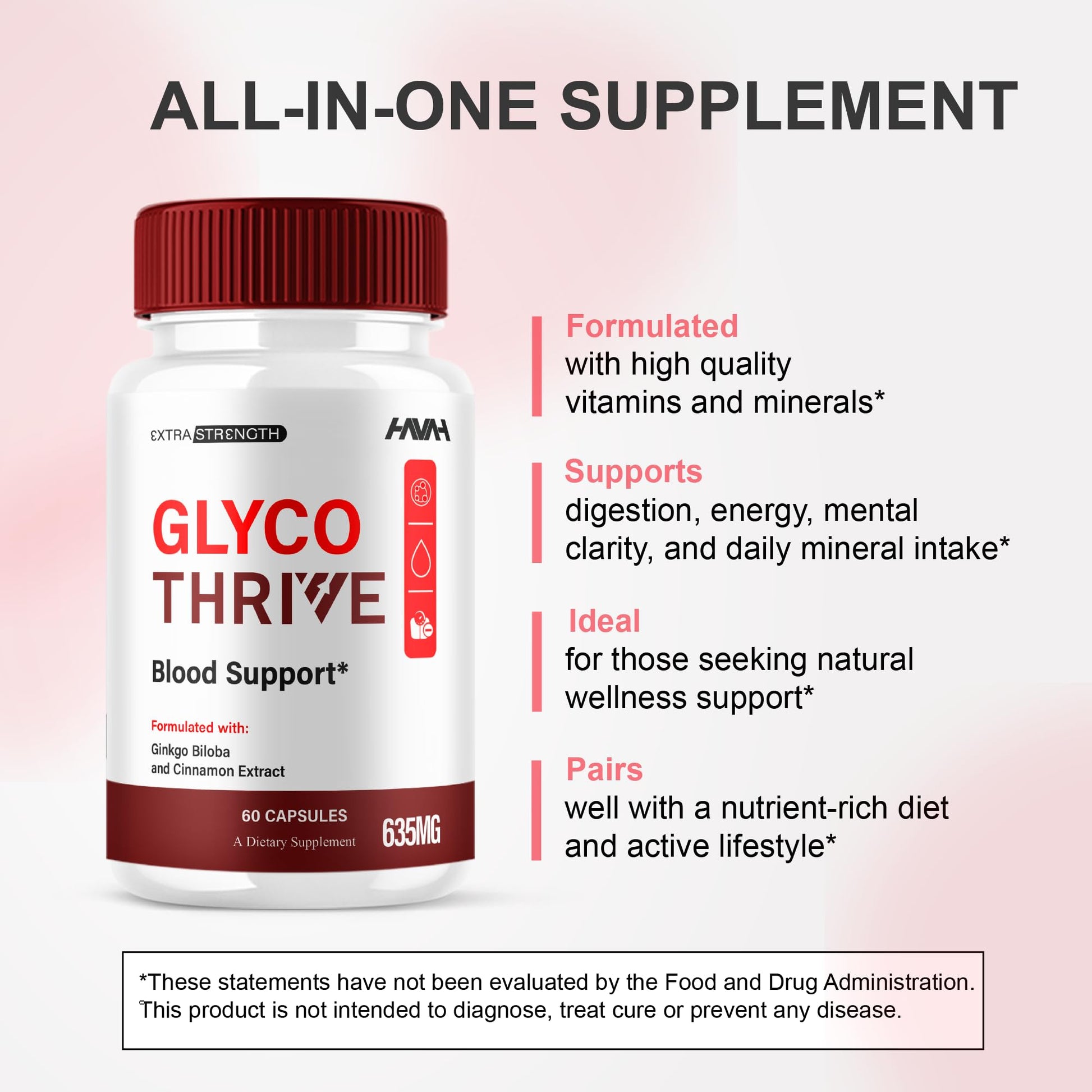 (2 Pack) Glyco Thrive Blood Support GlycoThrive Maximum Strength Capsules, Glyco Thrive Advanced Daily Multivitamin Health and Wellness Supplement, GlycoThrive Health Support Pills (120 Capsules) Havah Au supplements