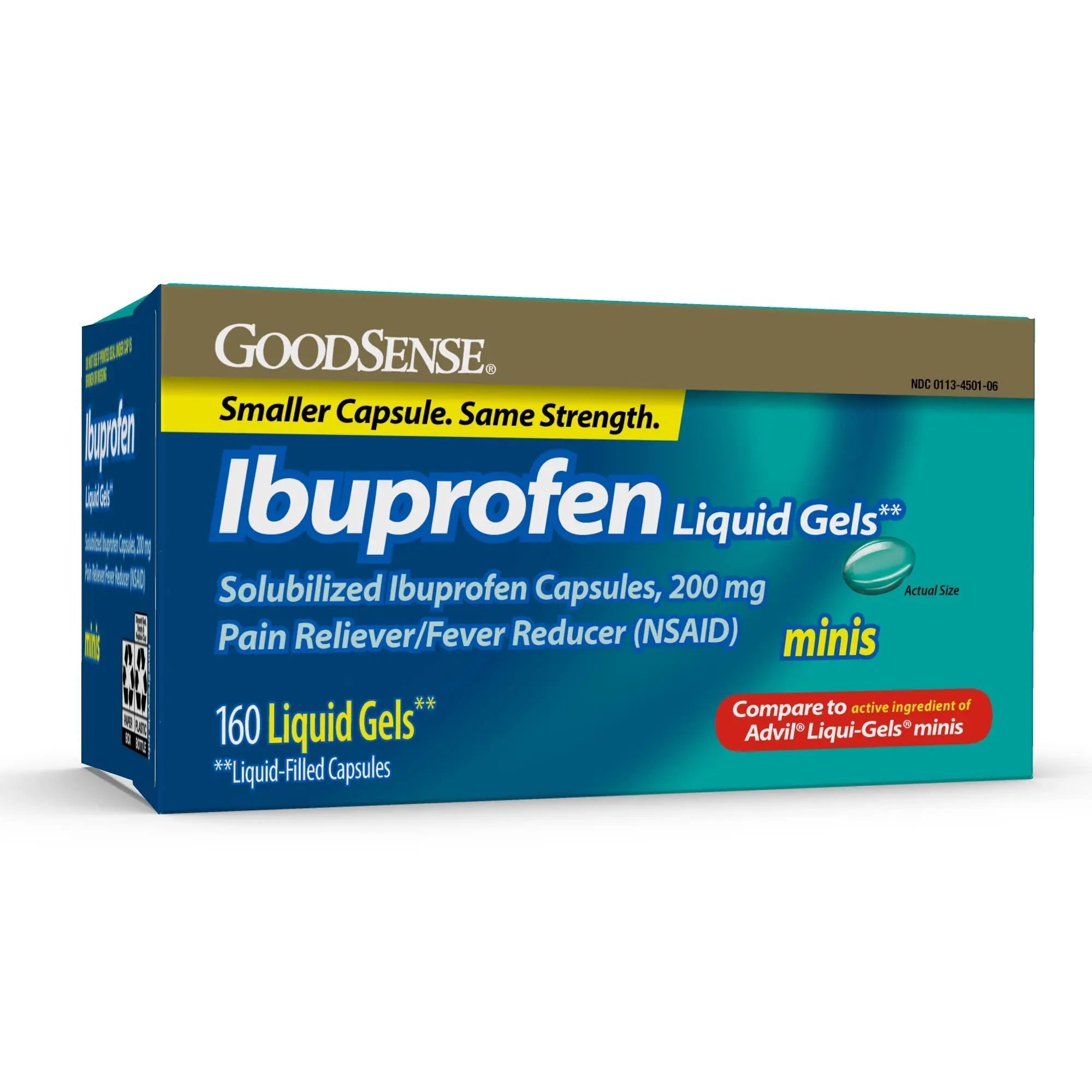GoodSense Ibuprofen Mini Liquid-Gels, 200 mg, Liquid-Filled Capsules, Pain Reliever and Fever Reducer, 160 Count GoodSense Au supplements