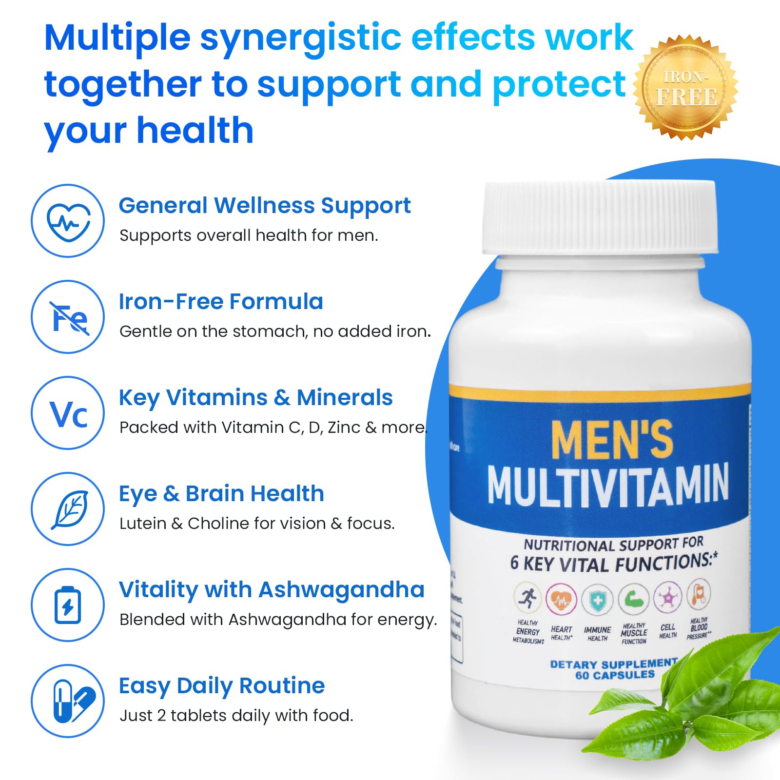 ssumiao Men's Multivitamins Contain 50+ Nutrients Including Vitamin D Daily, Supplement with Vitamin B12, Zinc, Magnesium, Men's Once Daily Multivitamin - 60 Tablets ssumiao Au supplements