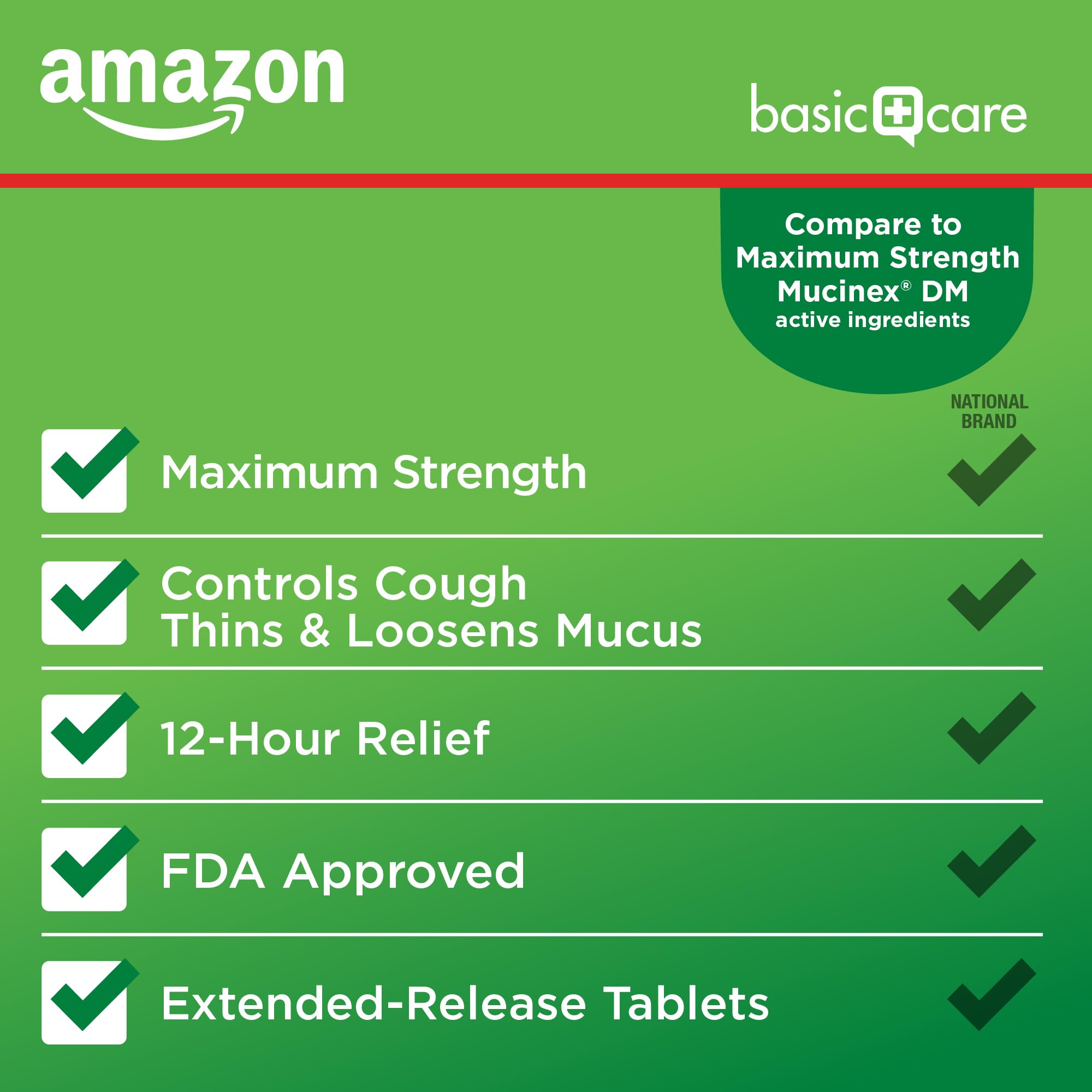 Amazon Basic Care Maximum Strength Mucus DM, Expectorant and Cough Suppressant Extended-Release Tablets, 42 Count Amazon Basic Care Au supplements