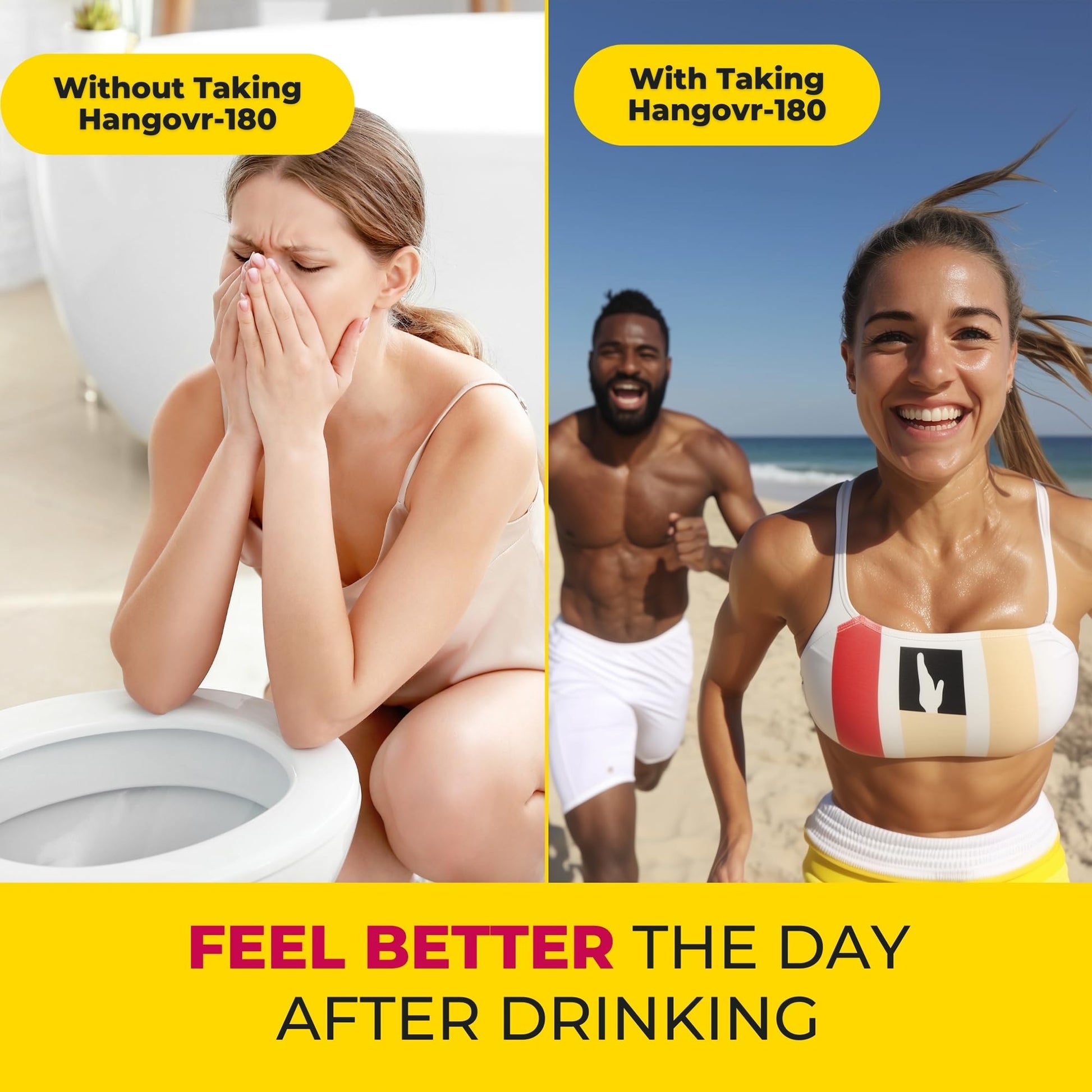 Hangovr 180 Tri-Power Before Drinking Defense 4 Pack - Support Liver & Brain Health, Feel Fresher & Better Energy - - Take Before Drinking for Relief, 3 Capsules per Pouch HANGOVR-180 Au supplements