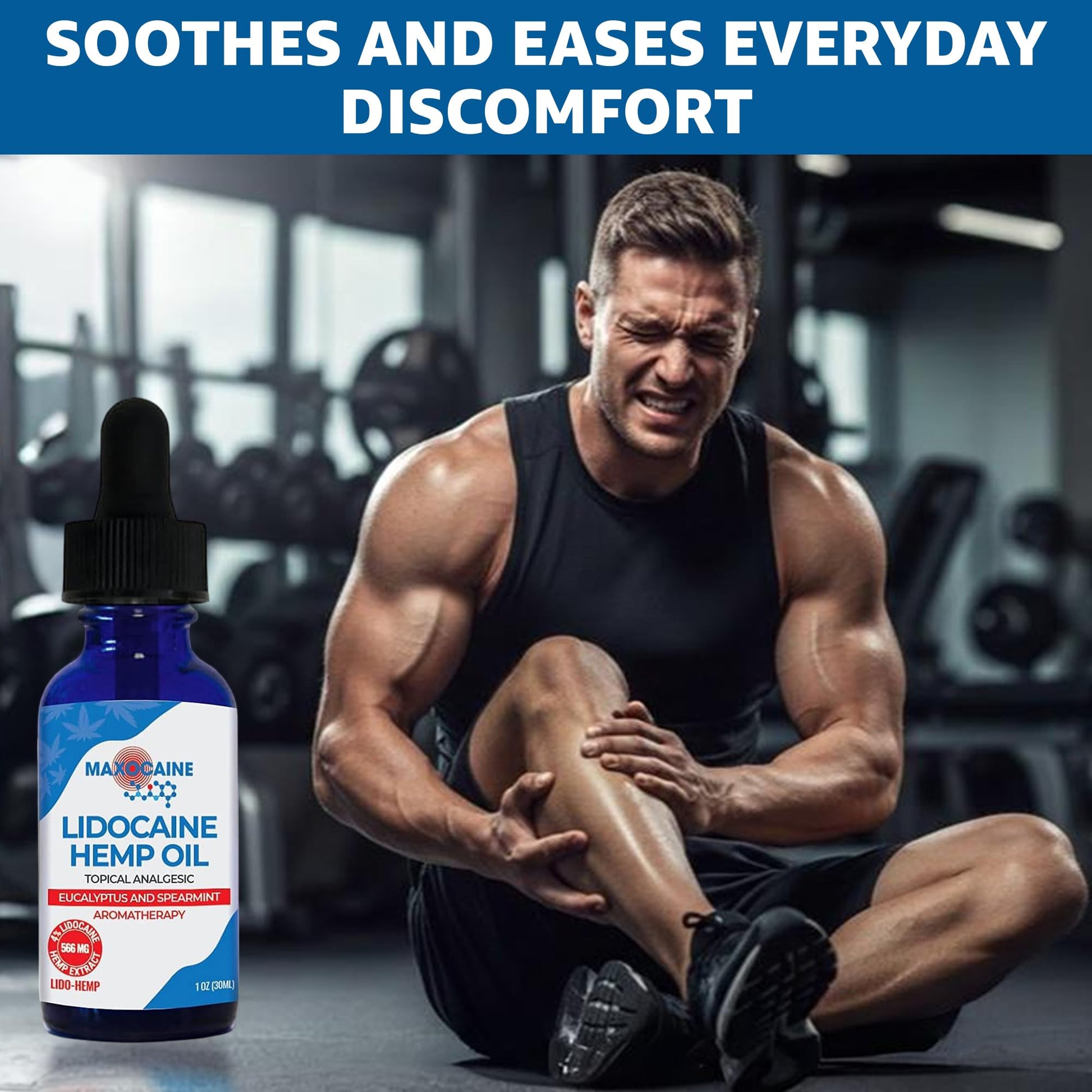 MAXOCAINE Lidocaine Hemp Oil 4% - Maximum Strength Topical Pain Relief, Fast Acting Soothing Oil for Muscle, Joint, Back & Arthritis Support, Cooling Eucalyptus & Spearmint, 1 oz (30 ml) MAXOCAINE Au supplements