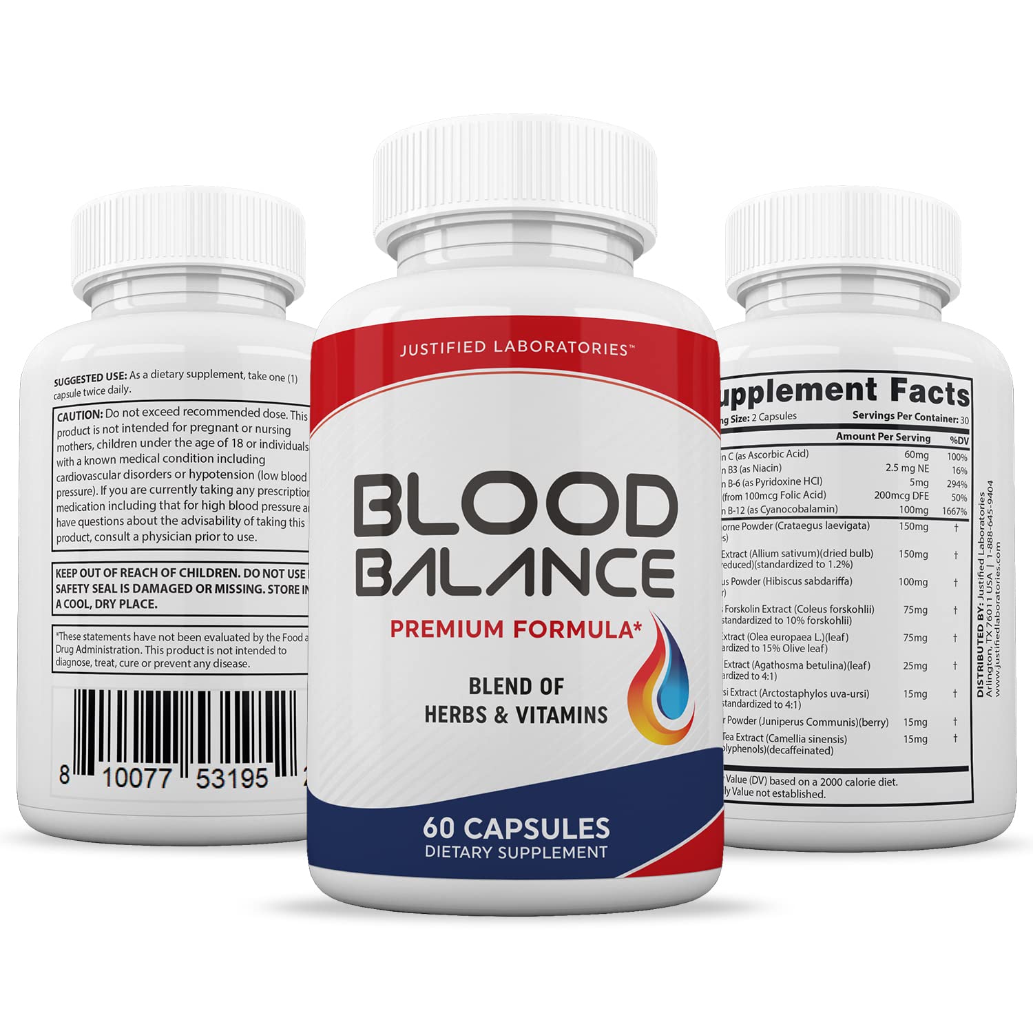 Blood Balance Advanced Formula 620MG Formula Supplement Pills 60 Capsules Justified Laboratories Au supplements