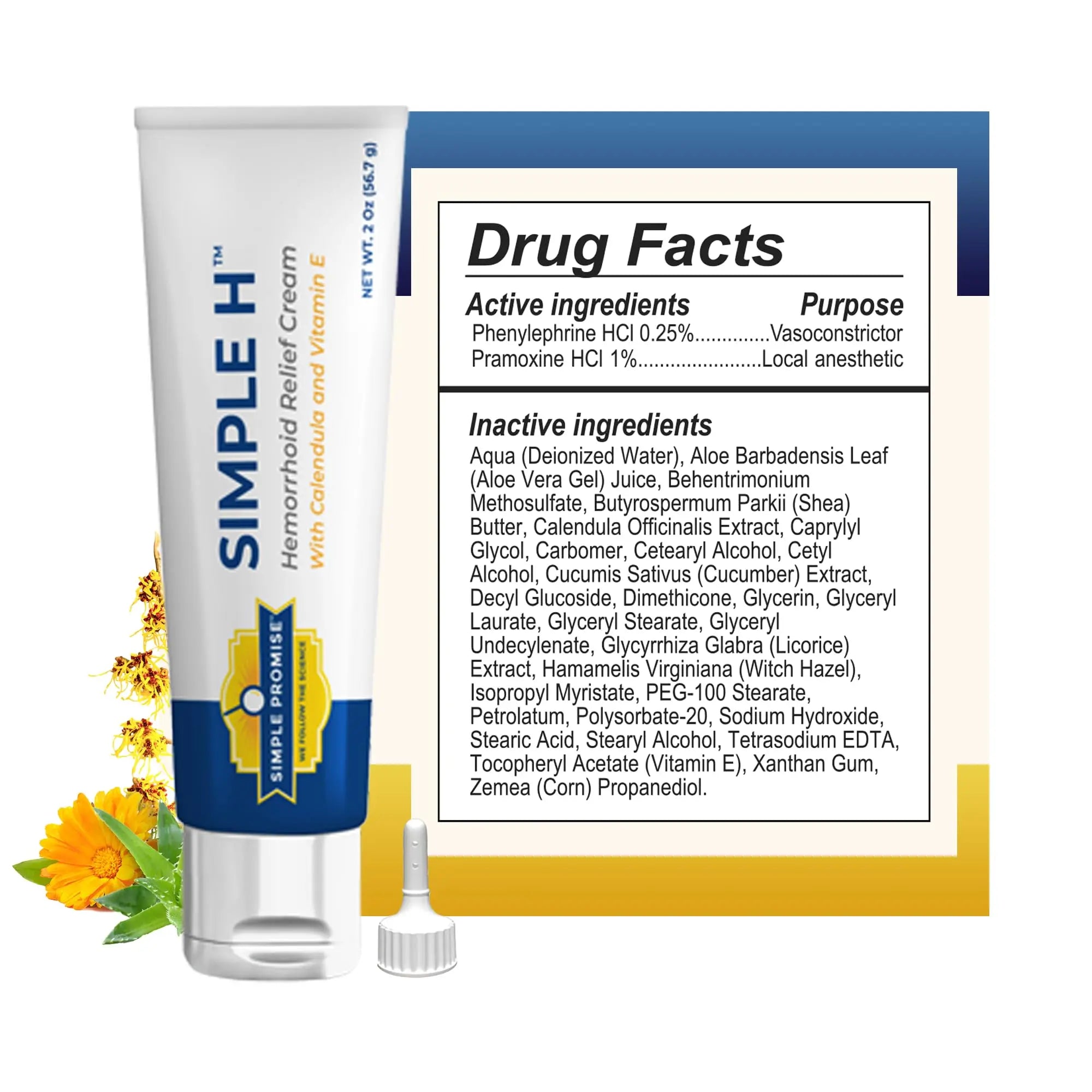 Simple Promise – Simple H Hemorrhoid Cream – Gentle Fast-Absorbing Formula with 28 Potent Ingredients & Enhanced Delivery System – Paraben-Free, Promotes Comfort & Relief, 2 oz Simple Promise Au supplements