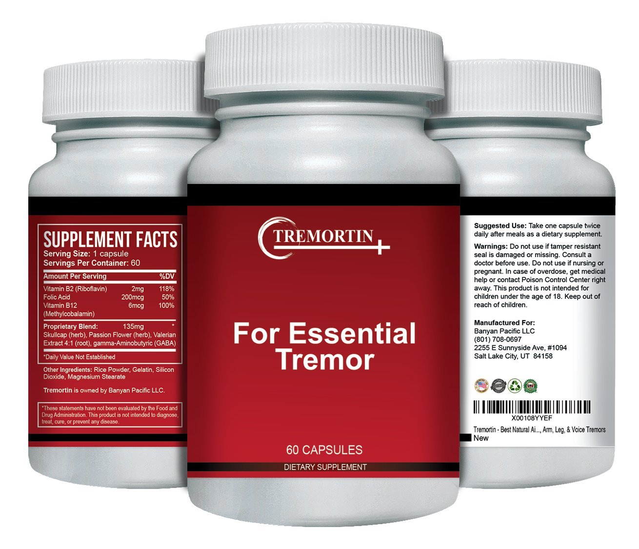 Tremortin – Natural Essential Tremor Herbal Supplement - Offers Relief for Shaky Hands, Arm, Leg and Voice Tremors (60 Capsules) Tremortin Au supplements