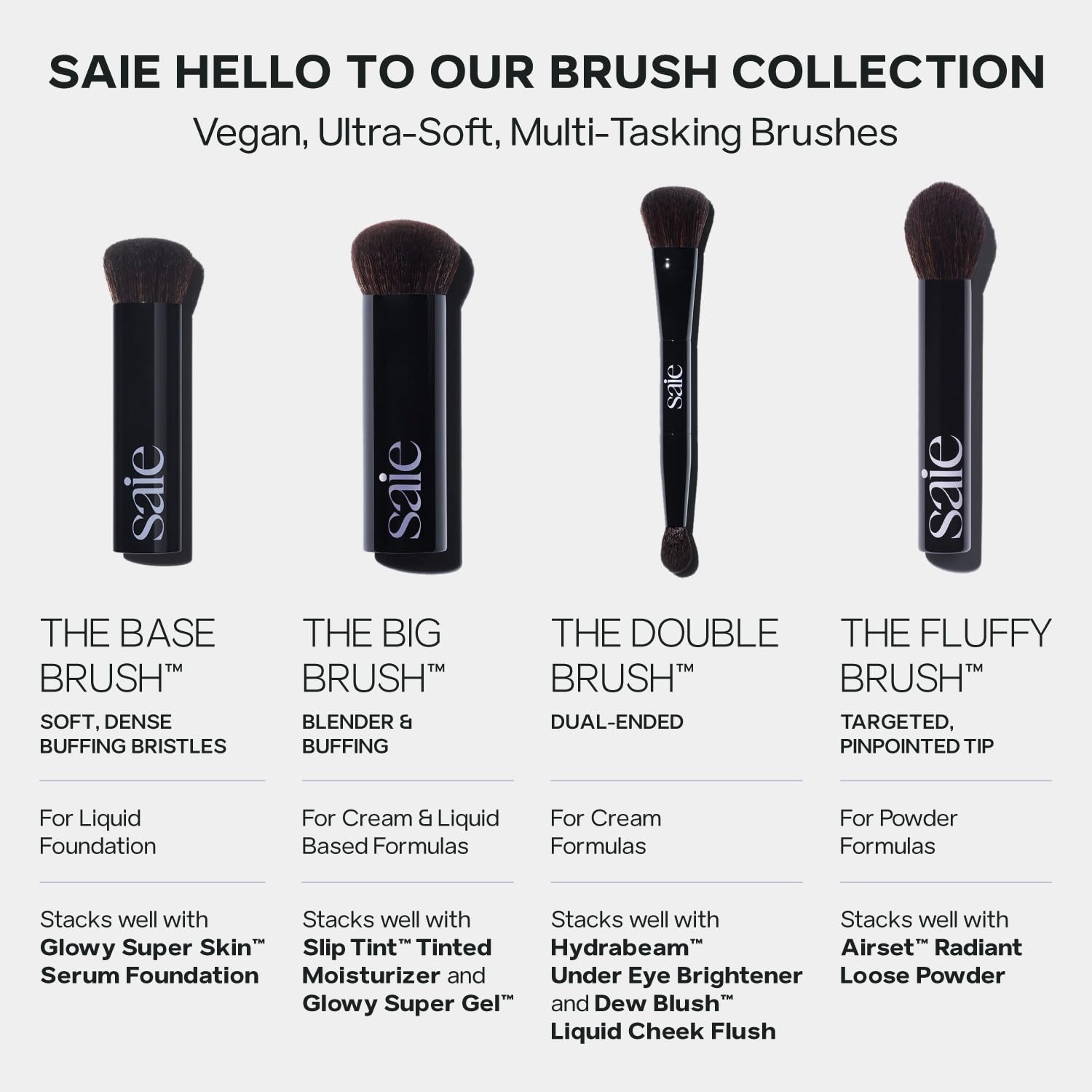 Saie The Big Liquid Foundation Brush - Soft, Multi-Use Makeup Brush for Buffing, Blending & Building - Made with Cruelty-Free, Synthetic Bristles & Creates a Seamless Finish (1 Count) Saie Au supplements