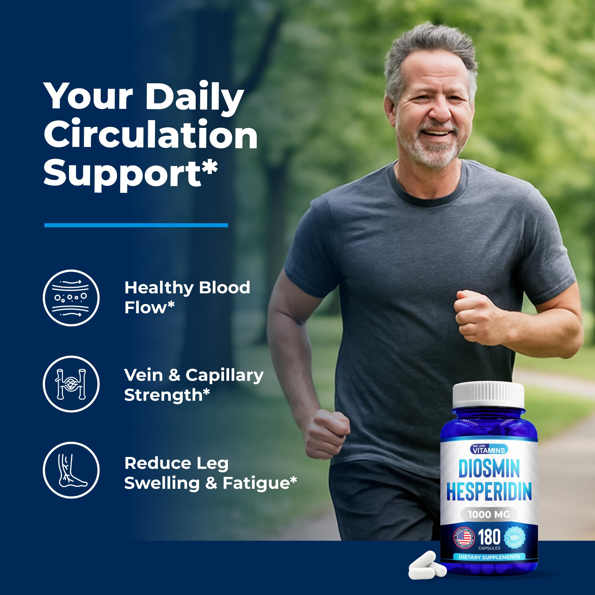 We Like Vitamins Diosmin Hesperidin 1000mg – 180 Capsules – 90 Day Supply - Diosmin and Hesperidin Supplement – Helps to Support Healthy Circulation, Veins, Capillaries, and Lymphatic Drainage We Like Vitamins Au supplements