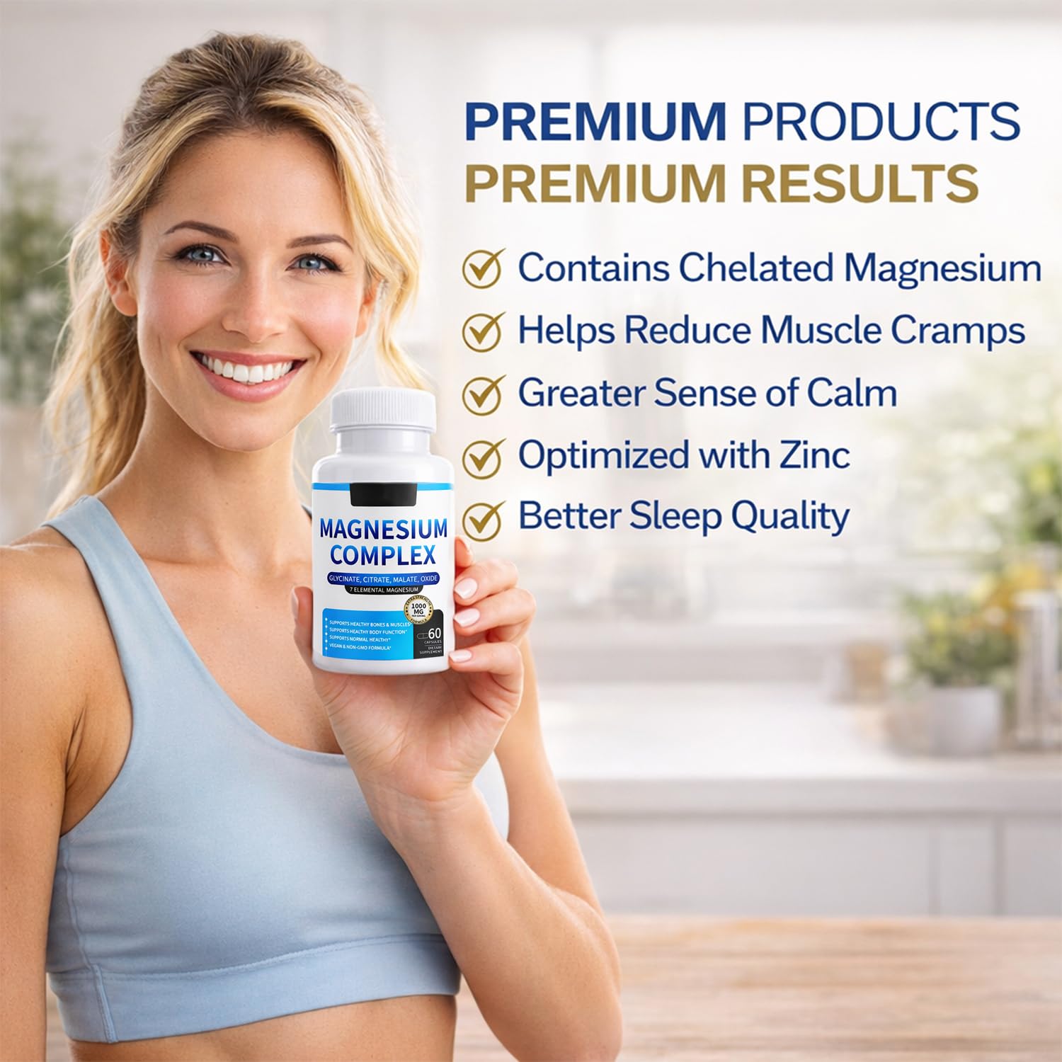 Magnesium Complex for Women & Men 1000mg — 7-in-1 Magnesium (Glycinate, Citrate & Malate) for Sleep Support, Stress Relief, Muscle Recovery — Vegan, 60 Capsules ElixAid Au supplements