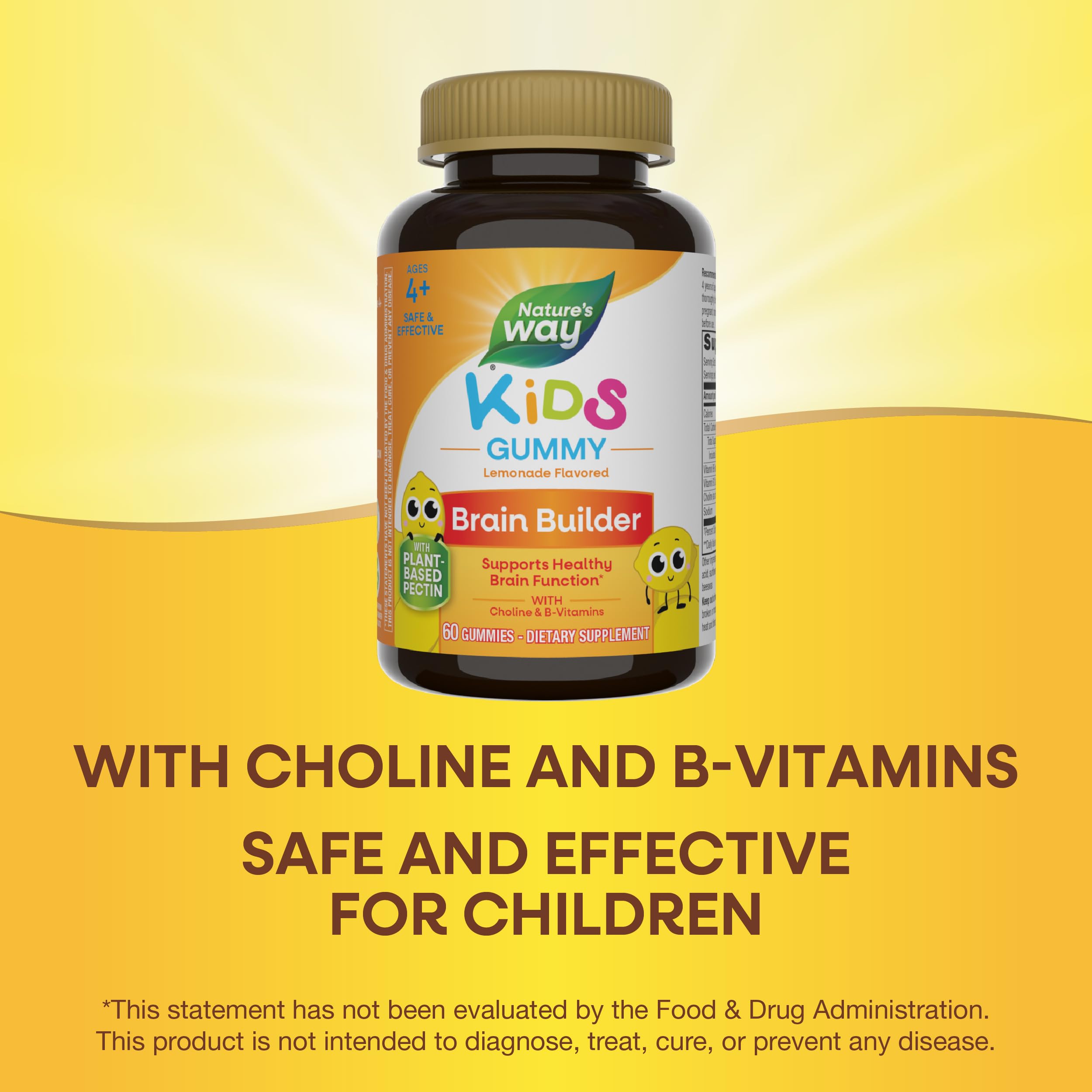 Nature's Way Kids Brain Supplement Gummies, Supports Healthy Brain Function*, Lemonade Flavored, 60 Gummies Nature's Way Au supplements