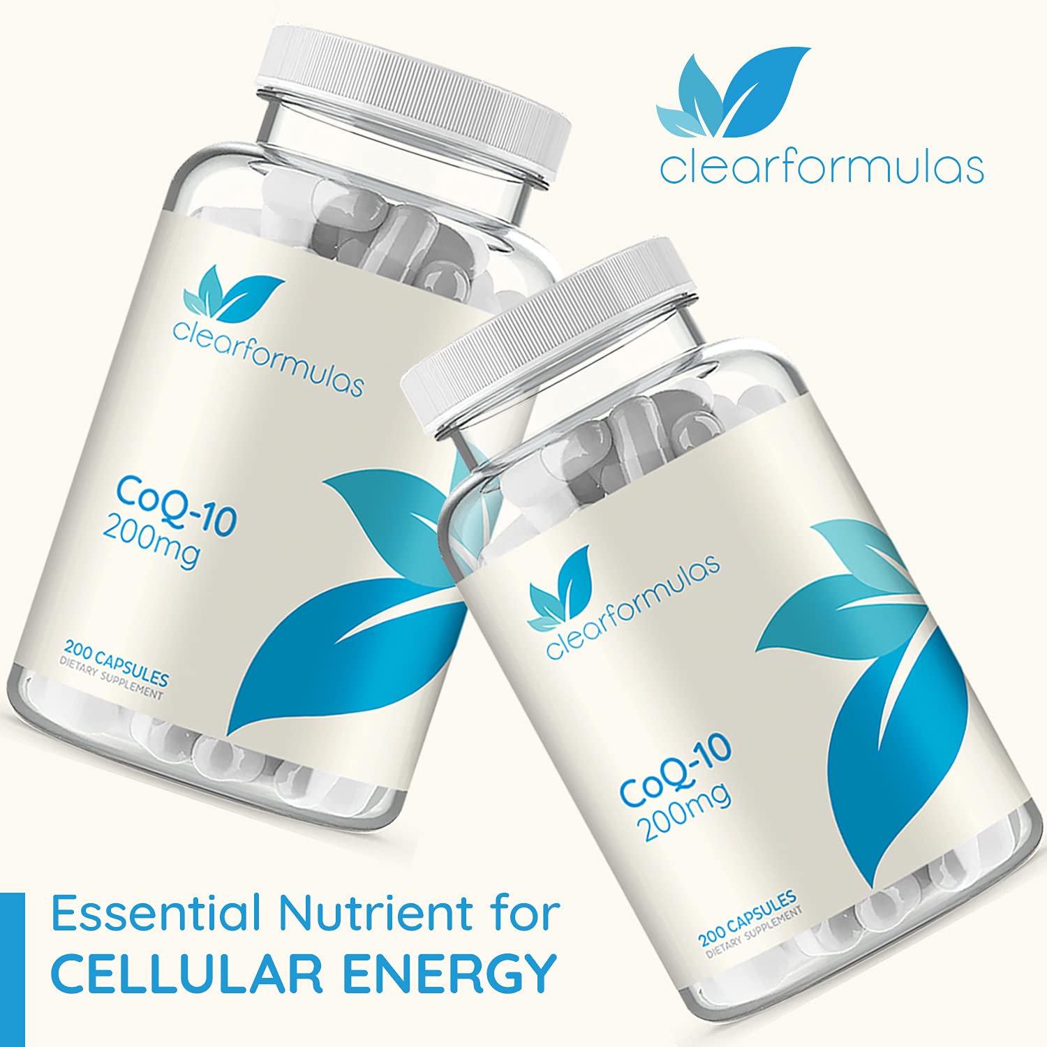 Clear Formulas CoQ10 200mg 200 Capsules Quick Absorption Non-GMO Clear Formulas Au supplements