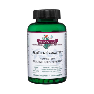 Vitanica FemTeen Symmetry, Vitamins for Teens Daily Multivitamin, Vegan, 120 Capsules
