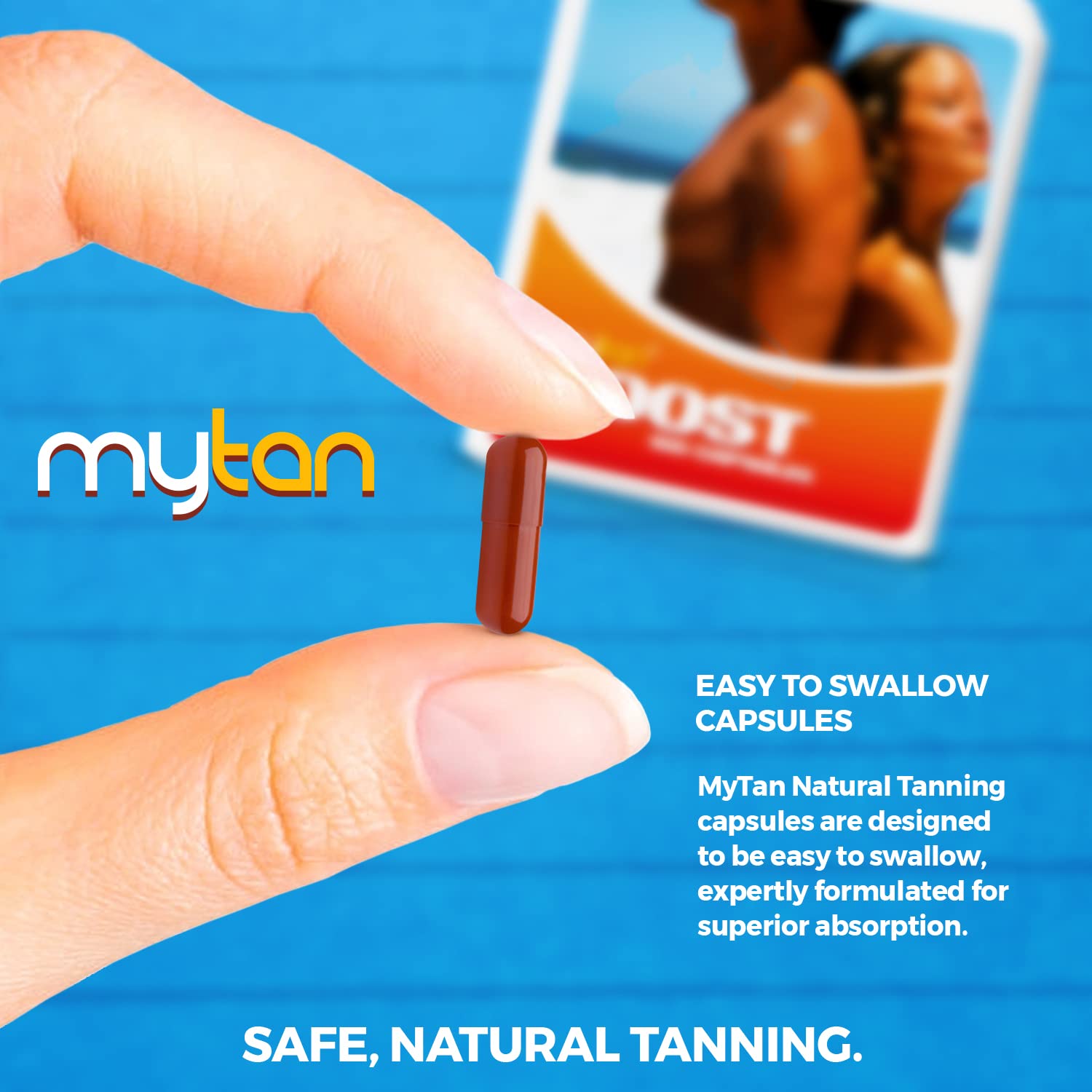 MyTan Boost Tan Pills | 100 Capsules | Sun Tan Accelerator | Natural Tanning Supplement | Tyrosine, Copper Multivitamin | 25-Day Extended Holiday Supply MyTan Au supplements