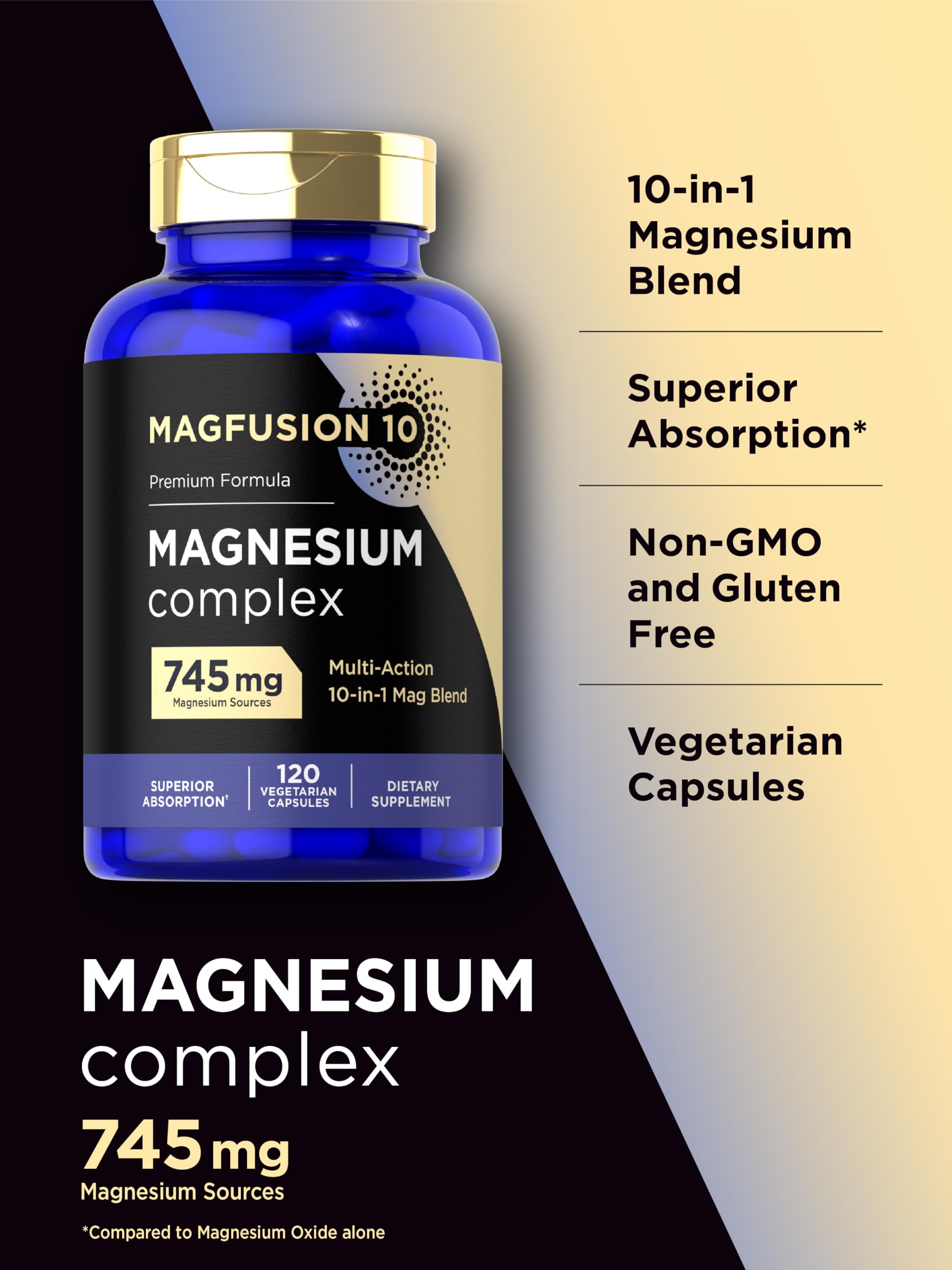 Magfusion-10 Magnesium Complex Supplement 745mg | 120 Capsules | 10 in 1 Blend | Vegetarian, Non-GMO, Gluten Free Magfusion-10 Au supplements
