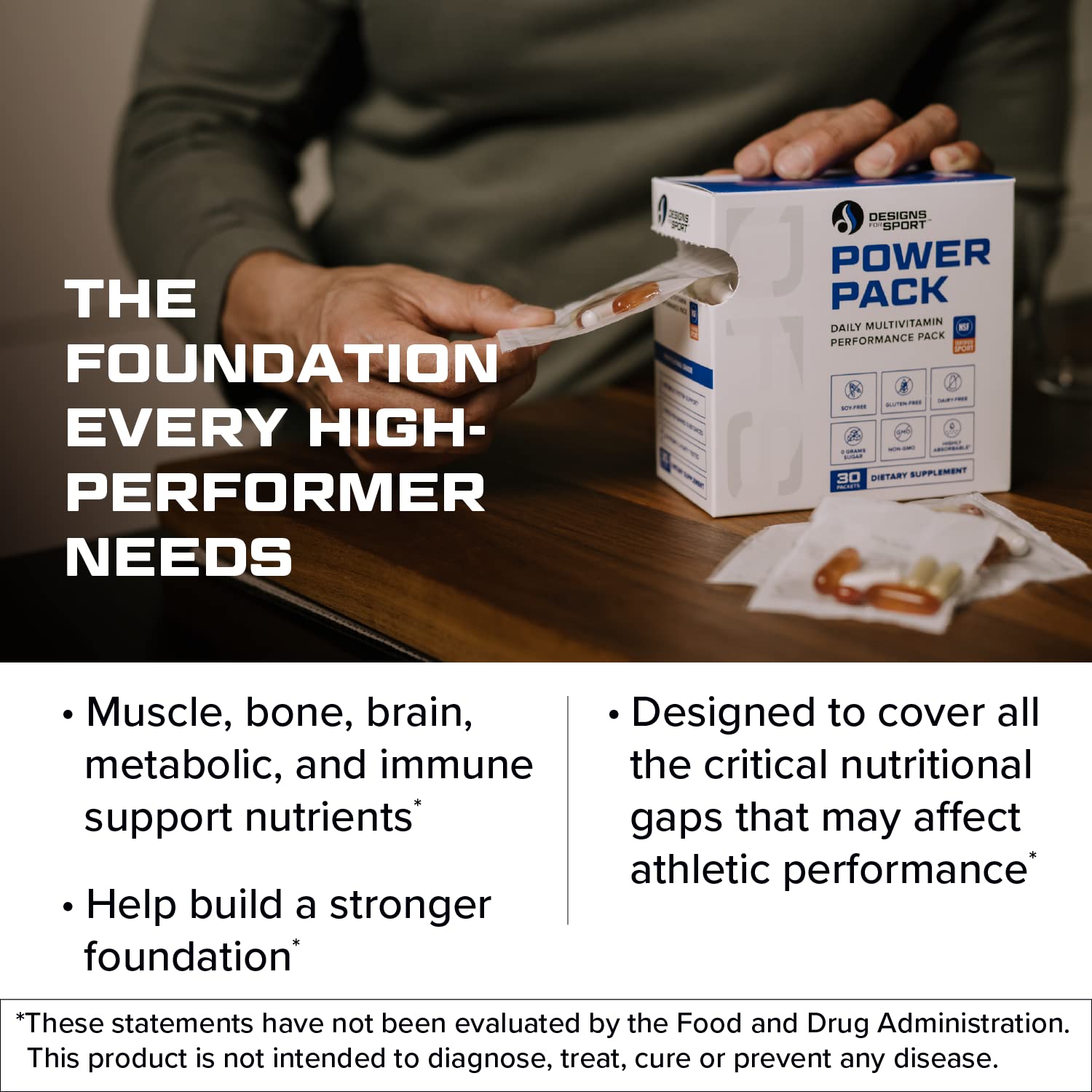 Designs for Sport Vitamin Packs - NSF Certified for Sport Power Pack with Daily Multivitamin, Fish Oil Omega-3, Magnesium Glycinate & Vitamin D3 + K - Athlete's Supplement Stack (30 Packets) Designs for Sport Au supplements
