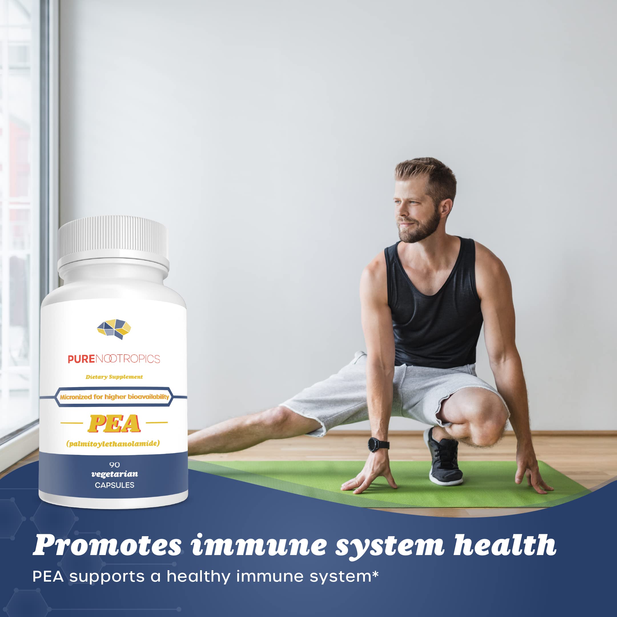 Pure Nootropics - Palmitoylethanolamide (Micronized Pea) 400 mg Capsules | 90 Veg Caps Value Pack | Supports Relief from Occasional Discomfort | Supports Immune System Pure Nootropics Au supplements