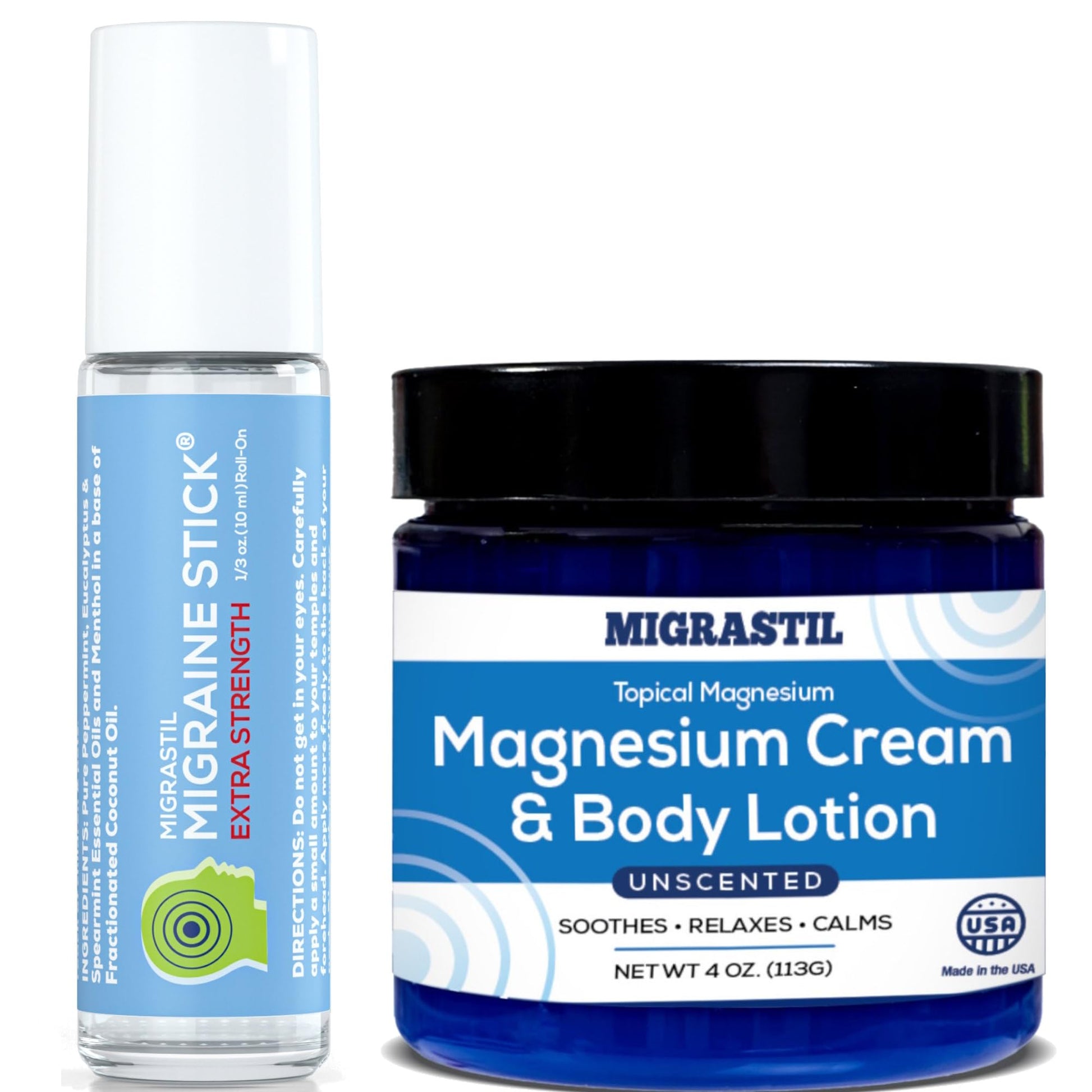 Basic Vigor Migrastil Extra Strength Migraine Stick & Topical Magnesium Cream Bundle Basic Vigor Au supplements
