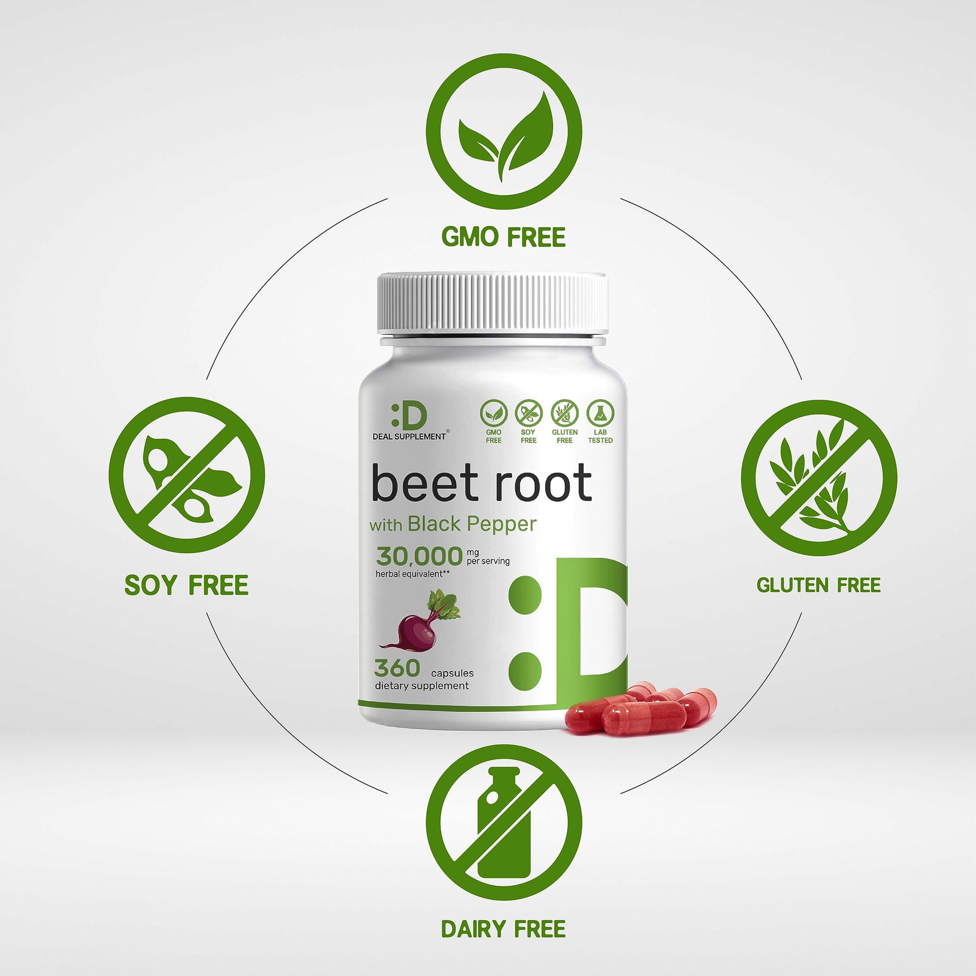 Beet Root Capsules 30000mg Per Serving, 360 Count, with Black Pepper Extract – Enhanced DEAL SUPPLEMENT Au supplements
