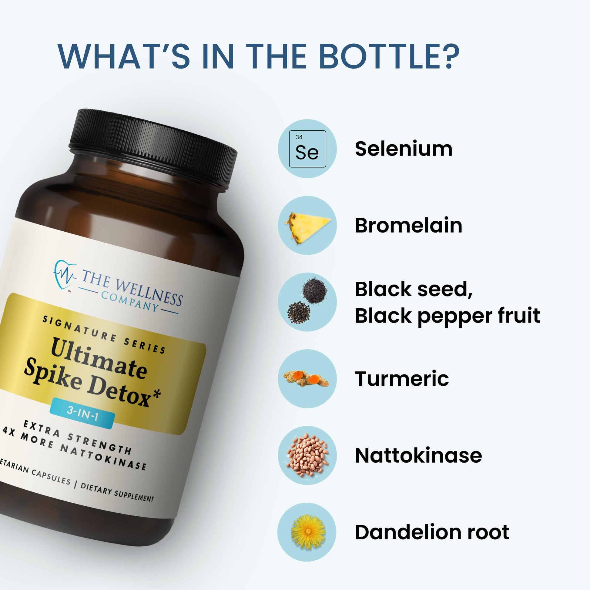 The Wellness Company Ultimate Spike Detox – Dr. McCullough Designed - 3-in-1 Nattokinase, Turmeric, & Bromelain Extra Strength | 120ct (1 Month Supply) The Wellness Company Au supplements