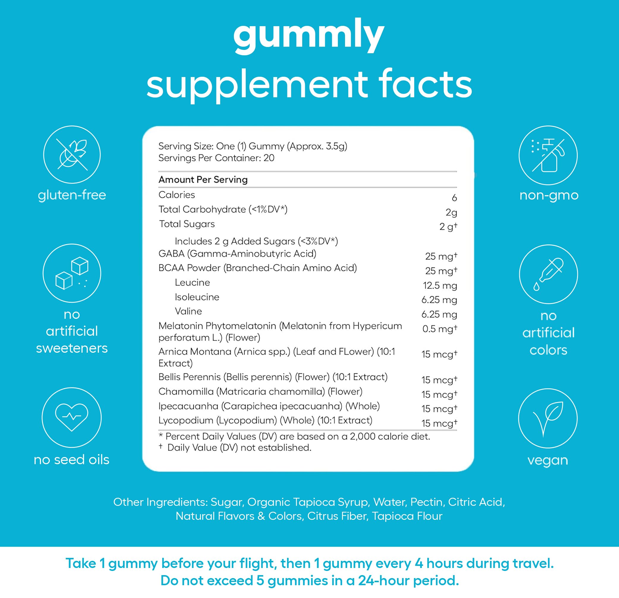 Jet Lag Remedy for Travel Gummies • No Jet Lag Pills Alternative • Travel Essentials • Support Adjustment to Time Zones and Circadian Rhythm • Delicious Tropical Berry Flavor • 20 Gummies 3-5 Trips Gummly Au supplements