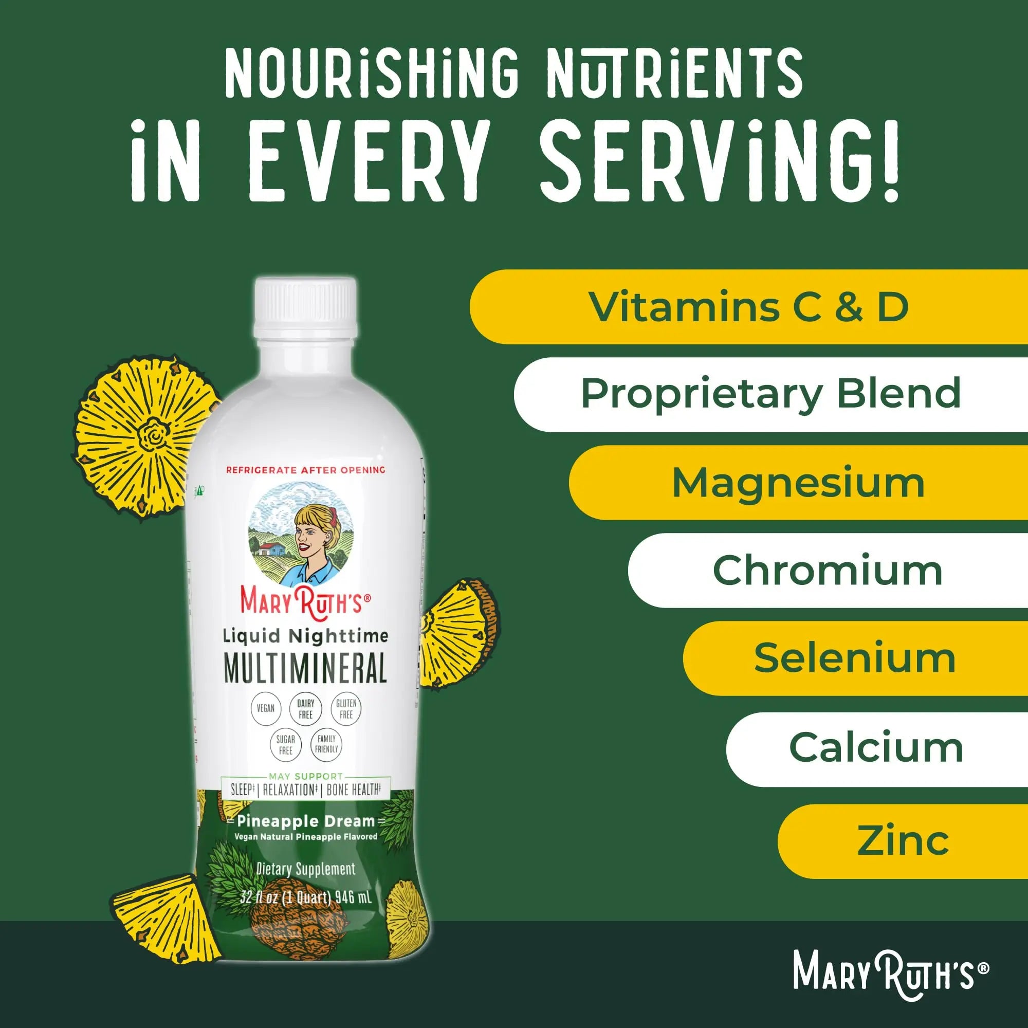 MaryRuth's Multivitamin Gummies for Women (Cherry & Raspberry) & Liquid Nighttime Multimineral (Pineapple) | Clean Label Project Verified MARYRUTH'S Au supplements