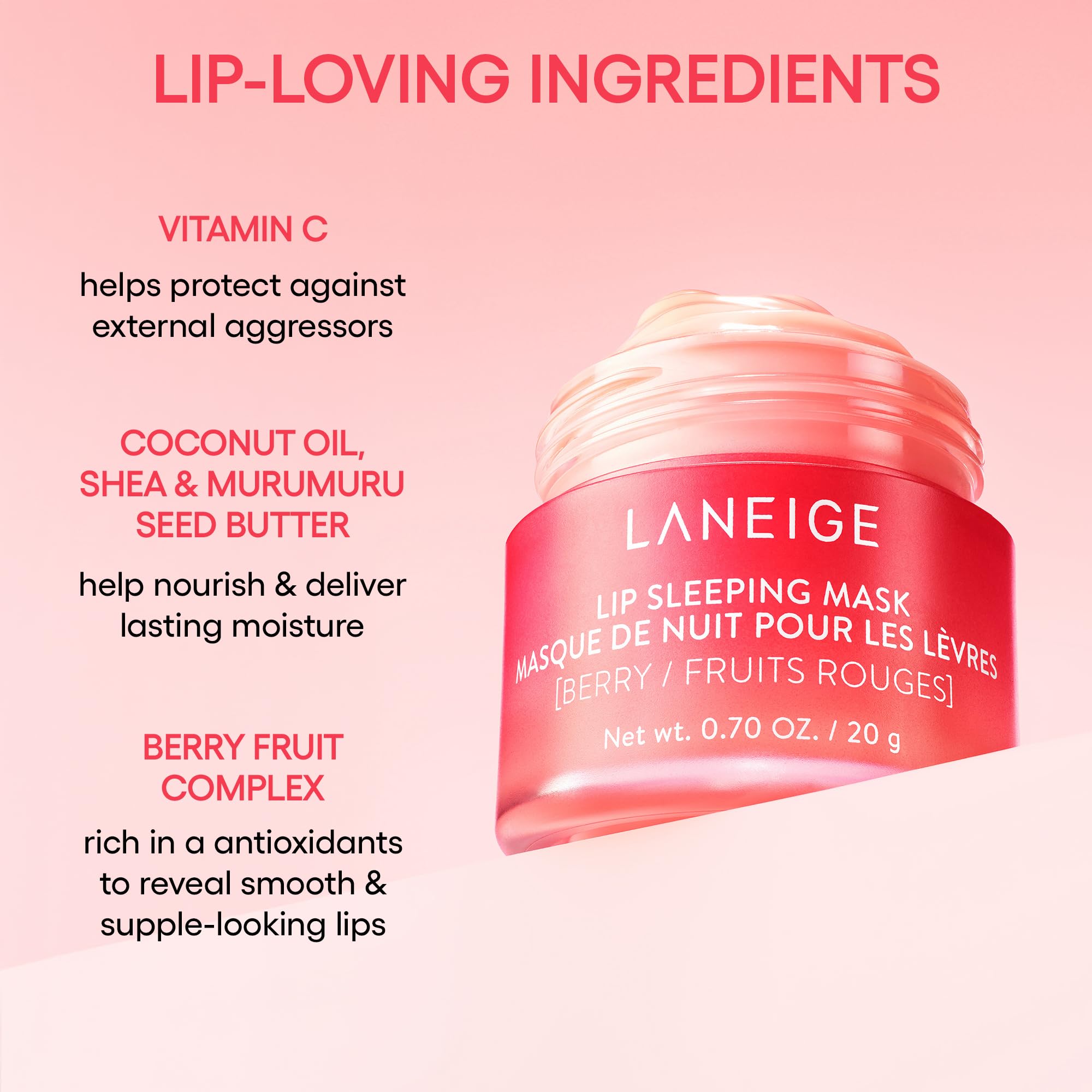 LANEIGE Lip Sleeping Mask, Berry: Nourishing Overnight Lip Treatment with Vitamin C, Shea & Murumuru Butter for Hydrating Dry, Flaky Lips LANEIGE Au supplements