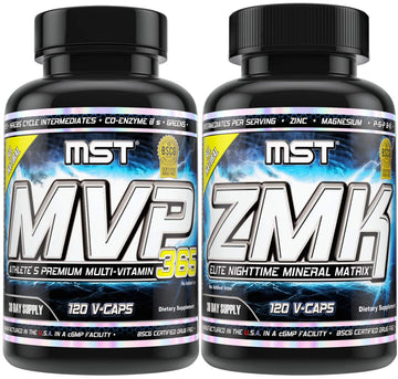 MST Foundation Stack, ZMK Nighttime Multi-Mineral, 120 V-Caps and MVP-365 Premium Multiple Vitamin, 1000iu Vitamin D3, 120 V-Caps, BSCG Certified Drug Free Millennium Sport Technologies MST Au supplements