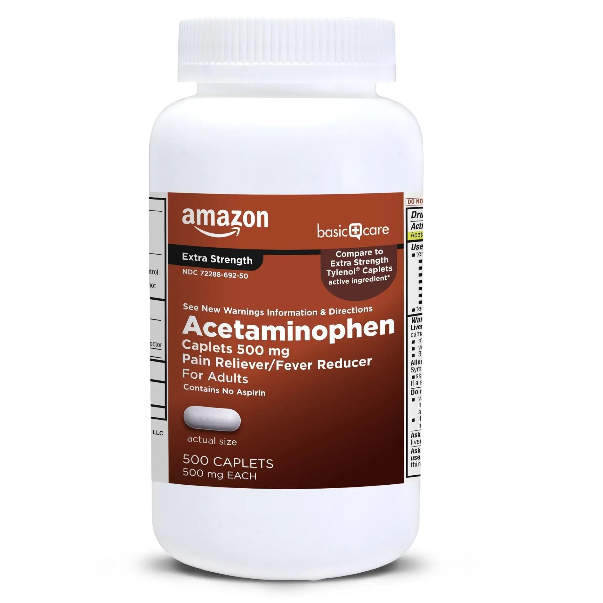 Amazon Basic Care Extra Strength Pain Relief, Acetaminophen Caplets, 500 mg, Pain Reliever/Fever Reducer, 500 Count Amazon Basic Care Au supplements