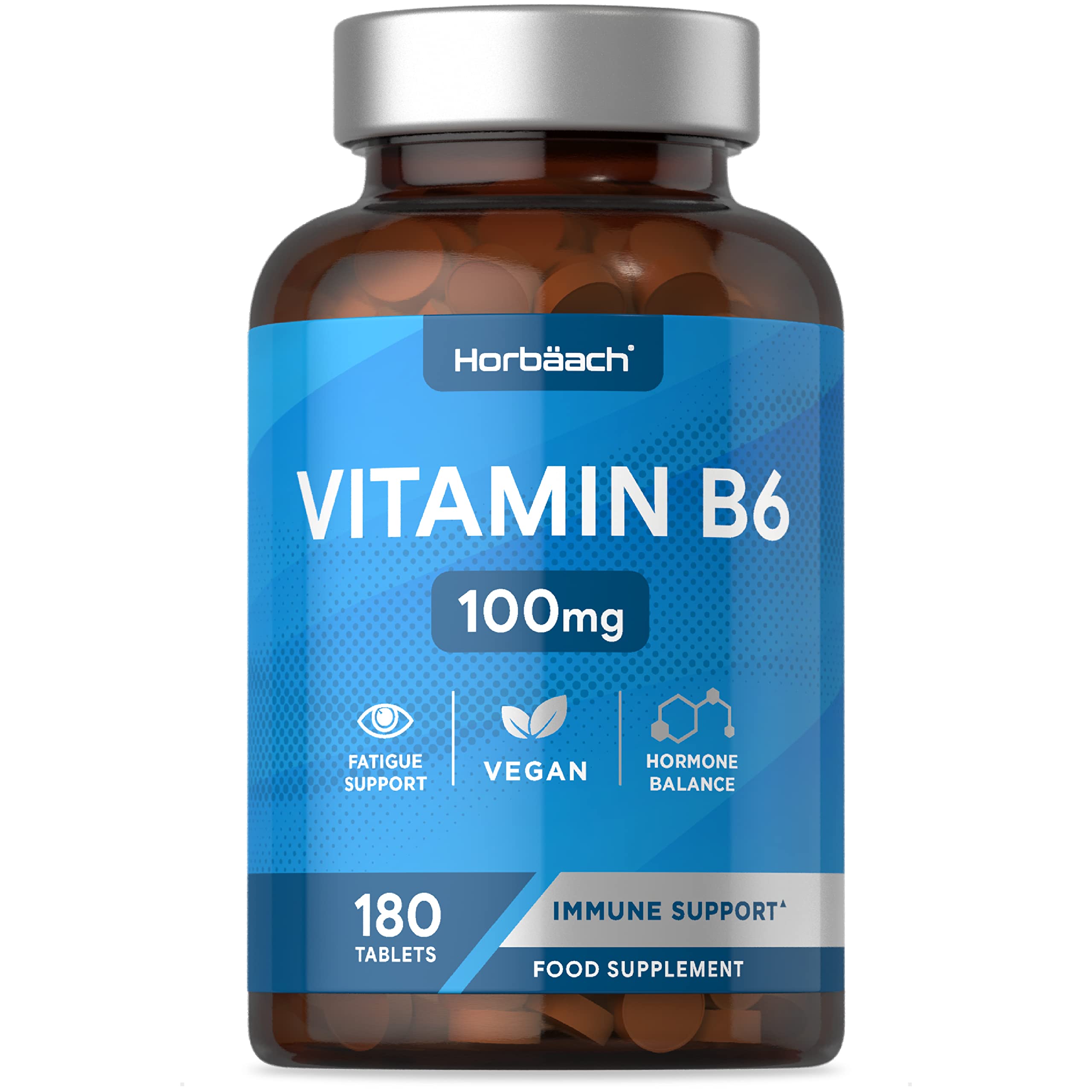 Vitamin B6 100mg | 180 High Strength Tablets | Regulation of Hormonal Activity & Fatigue Horbäach Au supplements