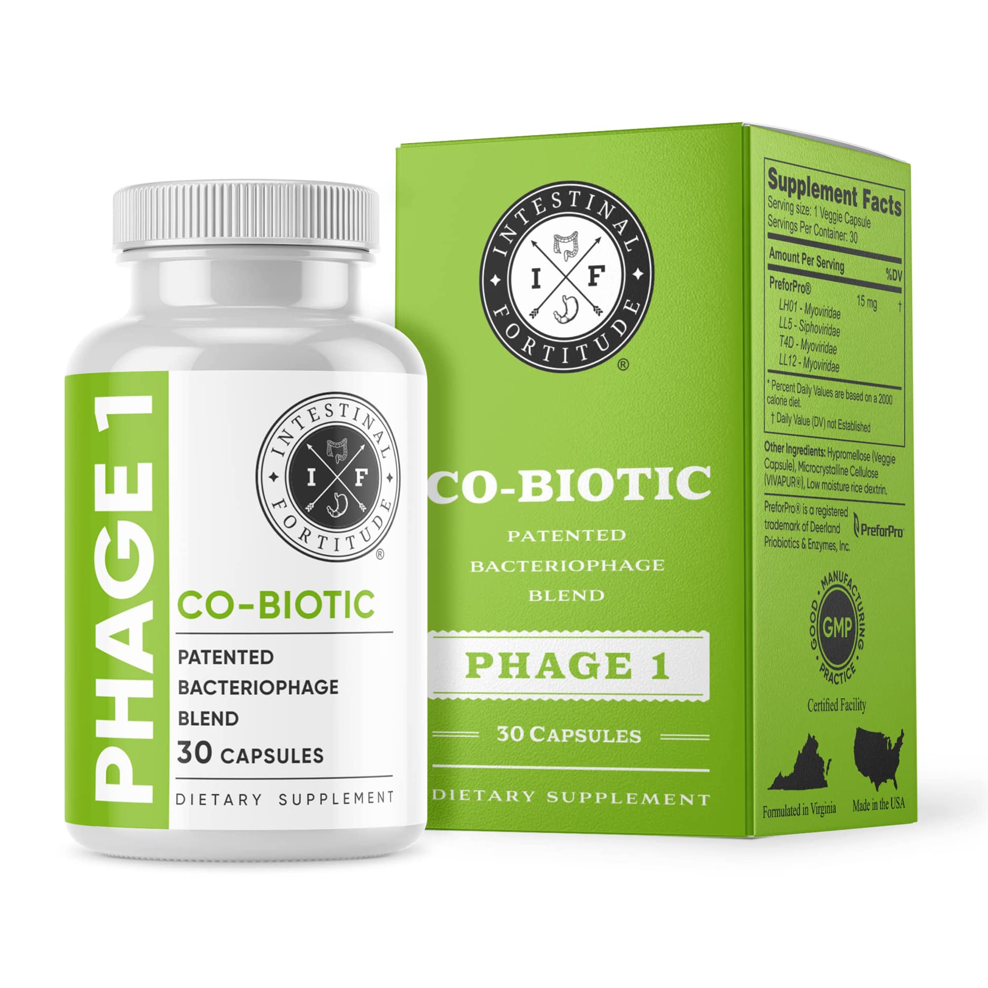 Intestinal Fortitude Phage 1 - Ultimate Gut Health Supplement, Total Restore Intestinal Defense, Patented Bacteriophage Blend for Gut Support, Digestive & Immune System Health, Destroy Bad Bacteria Intestinal Fortitude Au supplements