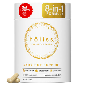HOLISS Daily Gut Health Capsules – 8-in-1 All Natural Supplement, Lemon Balm, Bloat & Gas Relief, GI Lining Repair, Leaky Gut & Digestive Support – 60 Capsules HOLISS Au supplements