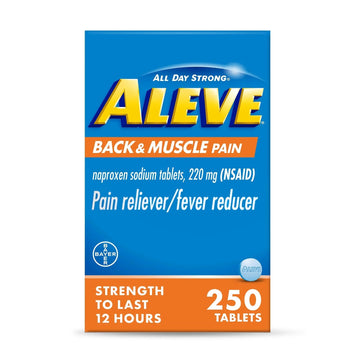 Aleve Back & Muscle Pain Relief Naproxen Sodium Tablets, Pain Reliever & Fever Reducer, Medicine for Body , 250 Count Aleve Au supplements