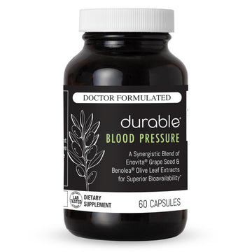 Durable Blood Pressure – Benolea Olive Leaf & Enovita Grape Seed Extract – Healthy Circulation, Nitric Oxide & Artery Support – Doctor Formulated, Vegan, Non-GMO, Made in USA (60 Capsules) Durable Au supplements