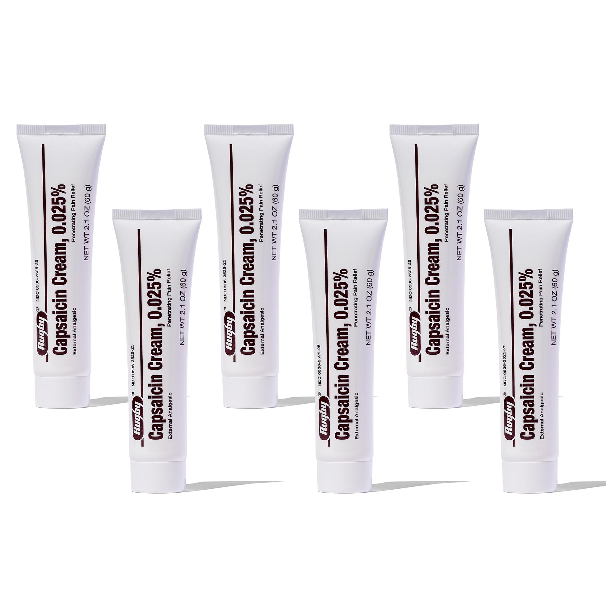 Rugby Capsaicin 0.025% Cream for Penetrating Pain Relief - 2.1 Oz (60g) (6 Pack) RUGBY LABORATORIES Au supplements